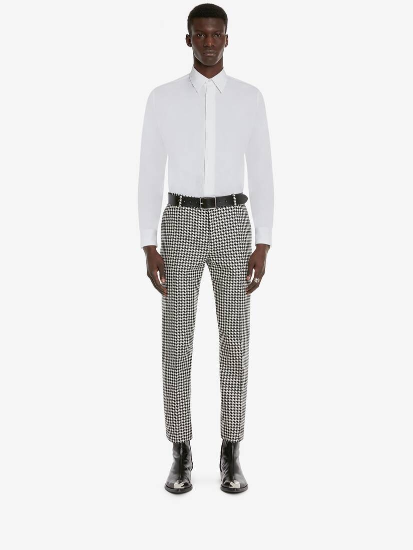Men's Dogtooth Cigarette Trousers in White/black - 2