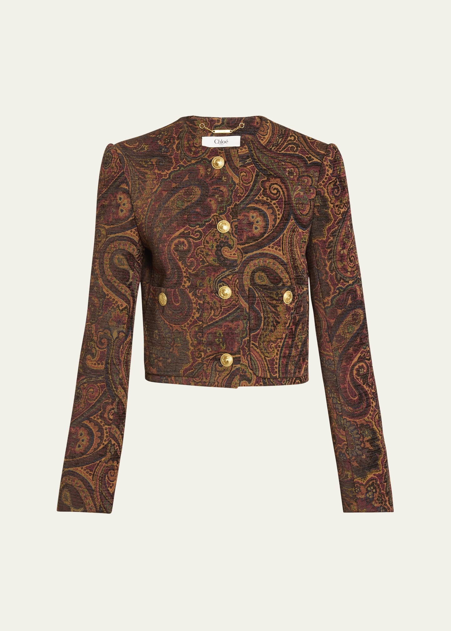 Paisley Velvet Single-Breasted Jacket - 1