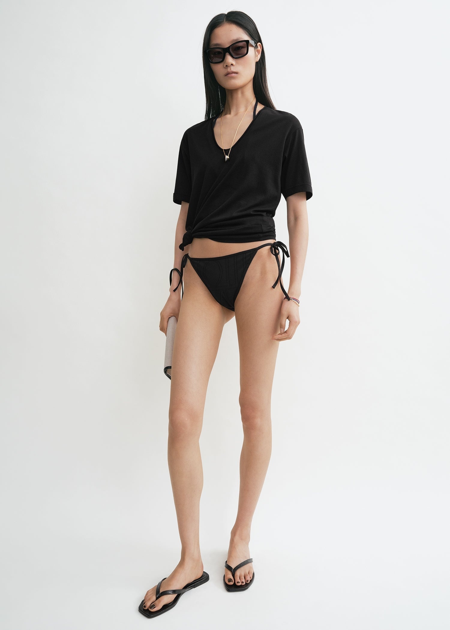 Monogram pointelle bikini bottoms black - 4