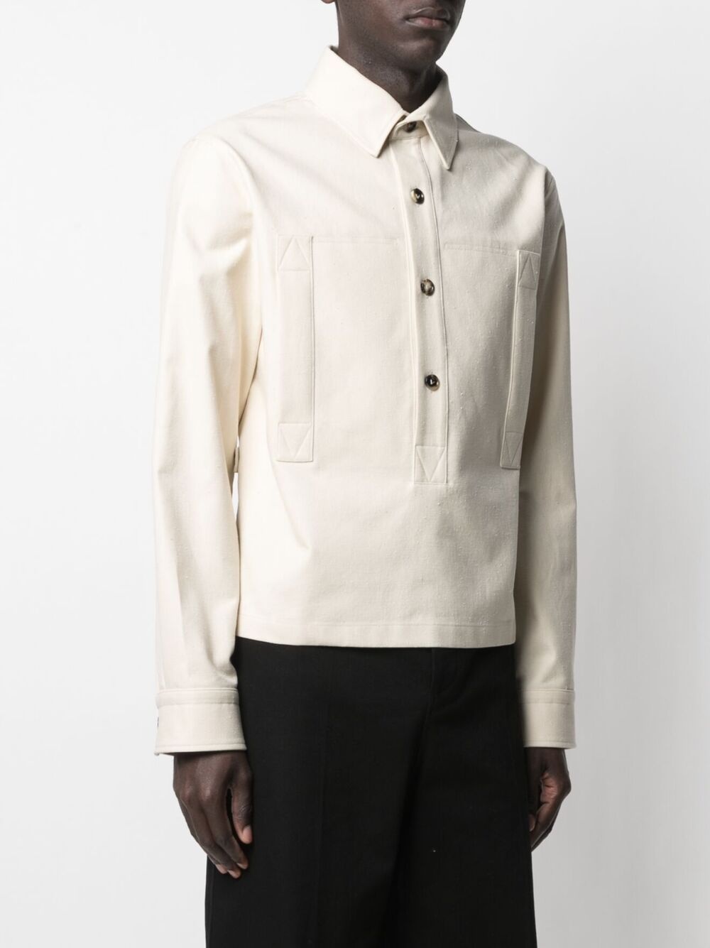 classic-collar cotton-twill shirt - 3