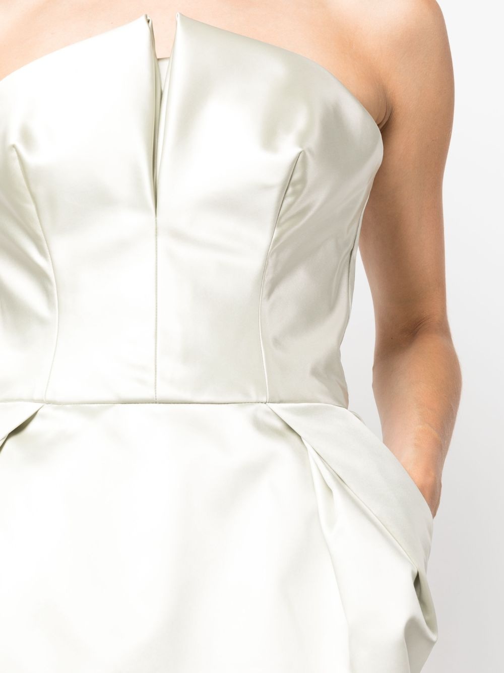 strapless silk midi dress - 5