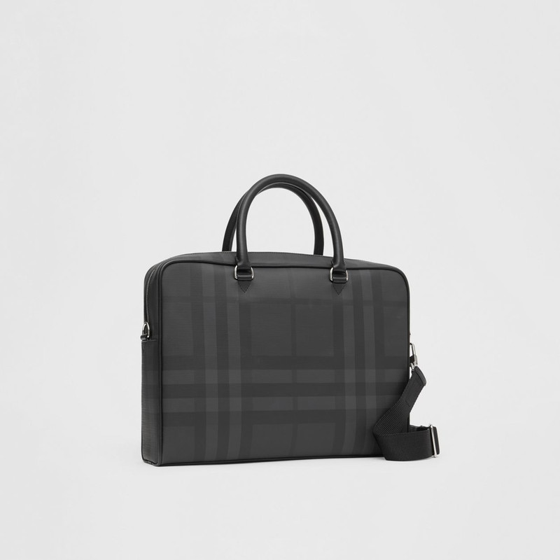 London Check and Leather Briefcase 7