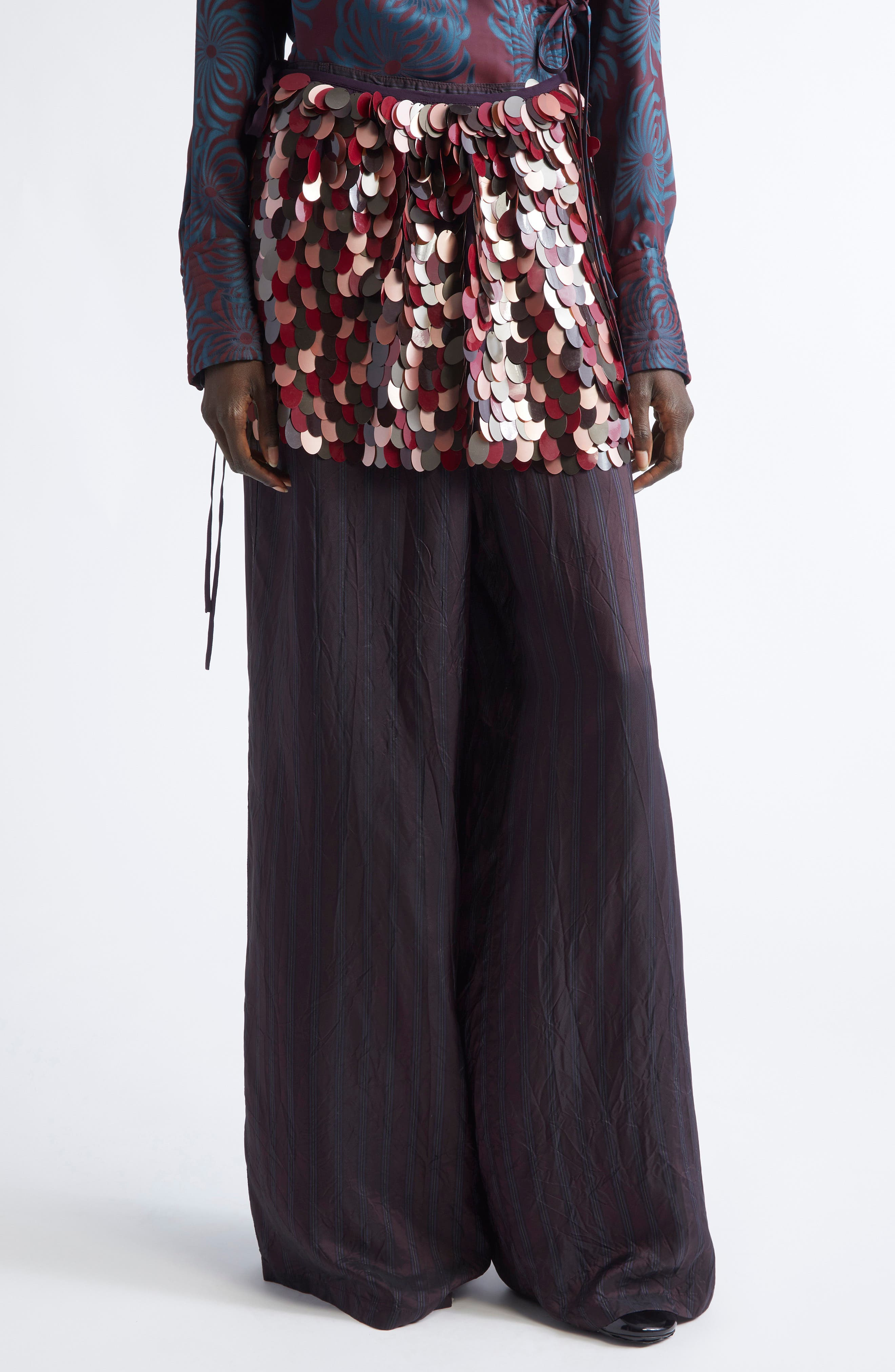 Dries Van Noten Gabrina Sequin Embellished Wrap Miniskirt in Burgundy at Nordstrom - 3