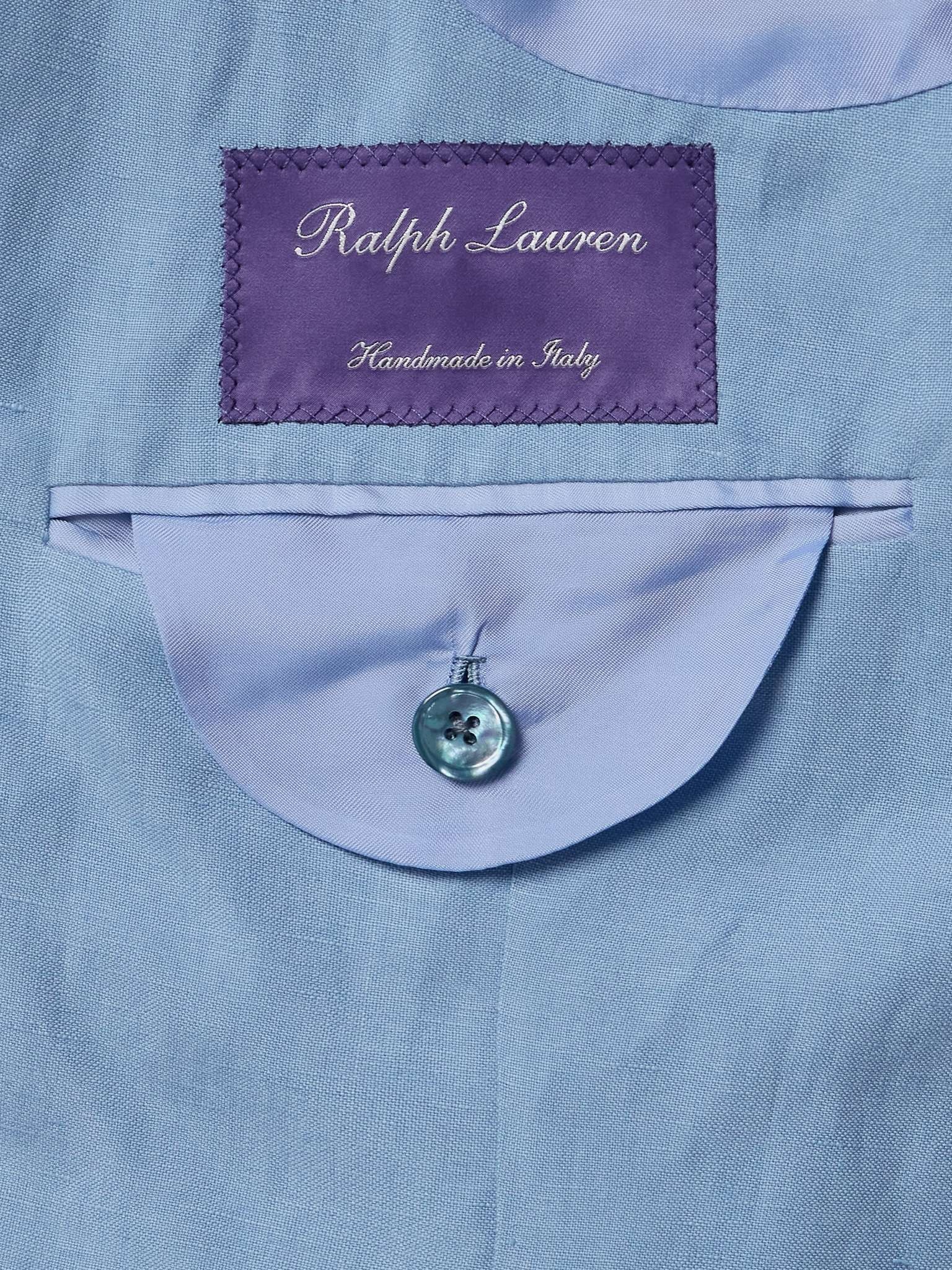Kent Double-Breasted Silk and Linen-Blend Suit Jacket - 6