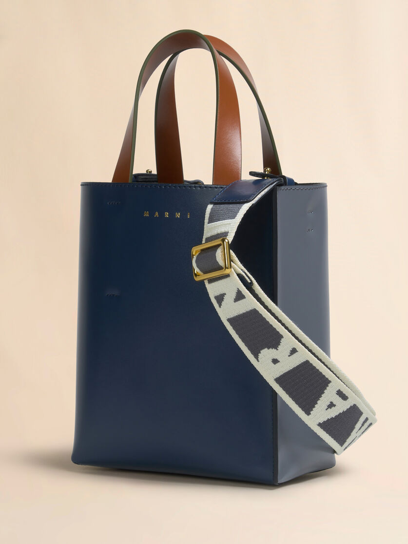 BLUE GRAY AND BROWN LEATHER MUSEO MINI BAG - 5