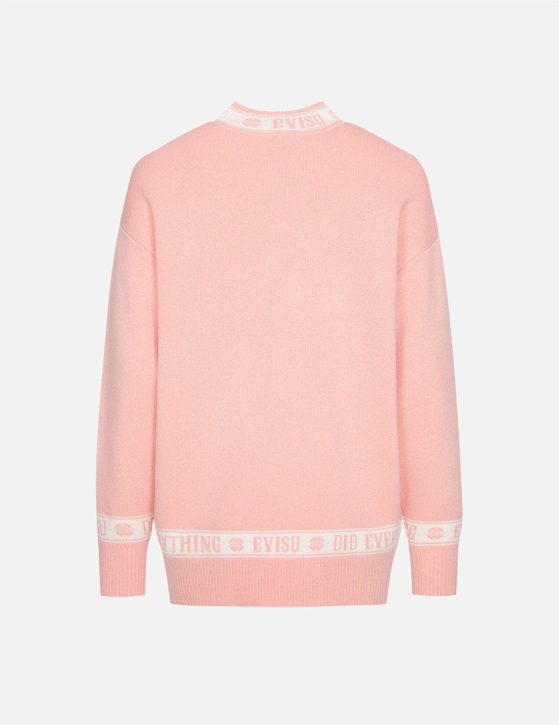 EVISU LOGO AND KAMON JACQUARD KNITTED SWEATER outlook