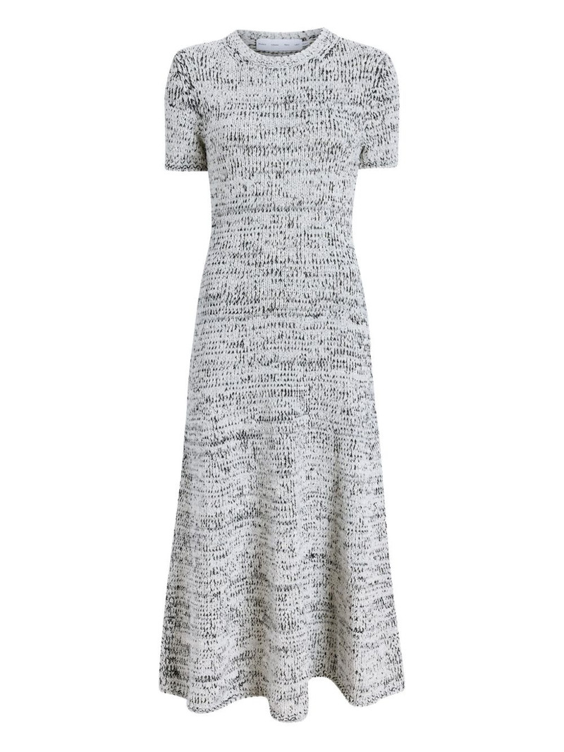 short-sleeve speckled knit midi dress 1