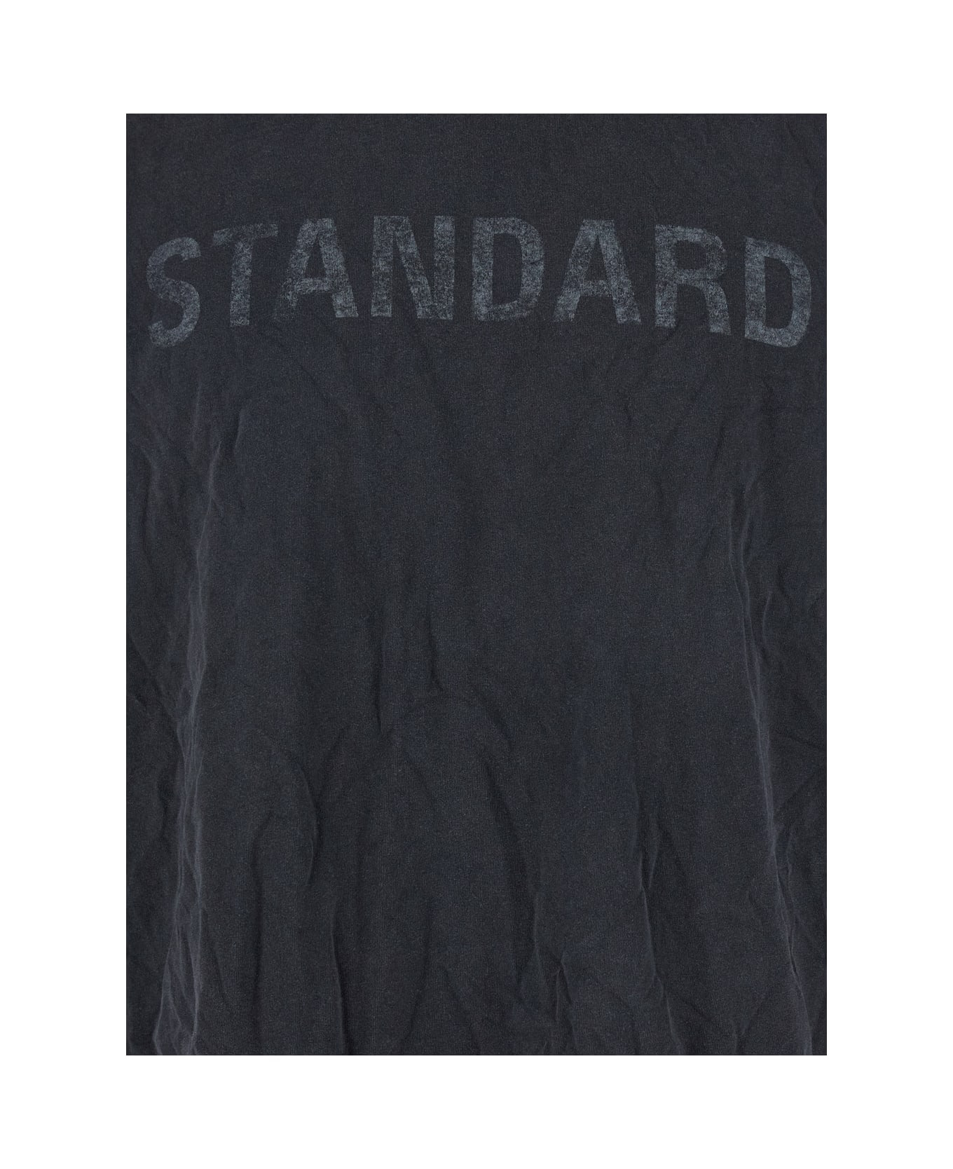 Black Crewneck T-shirt With Logo Print On The Front In Cotton Man - 3
