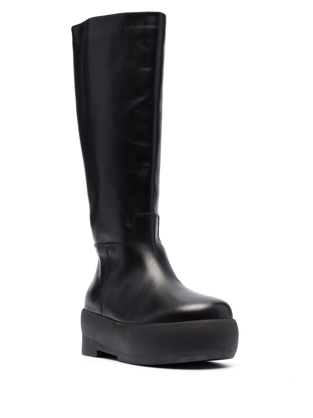 platform-sole leather boots - 3