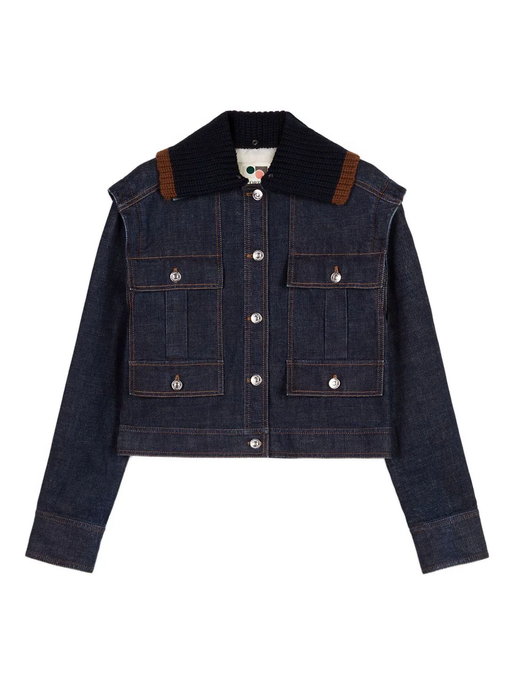 knitted-collar denim jacket - 1