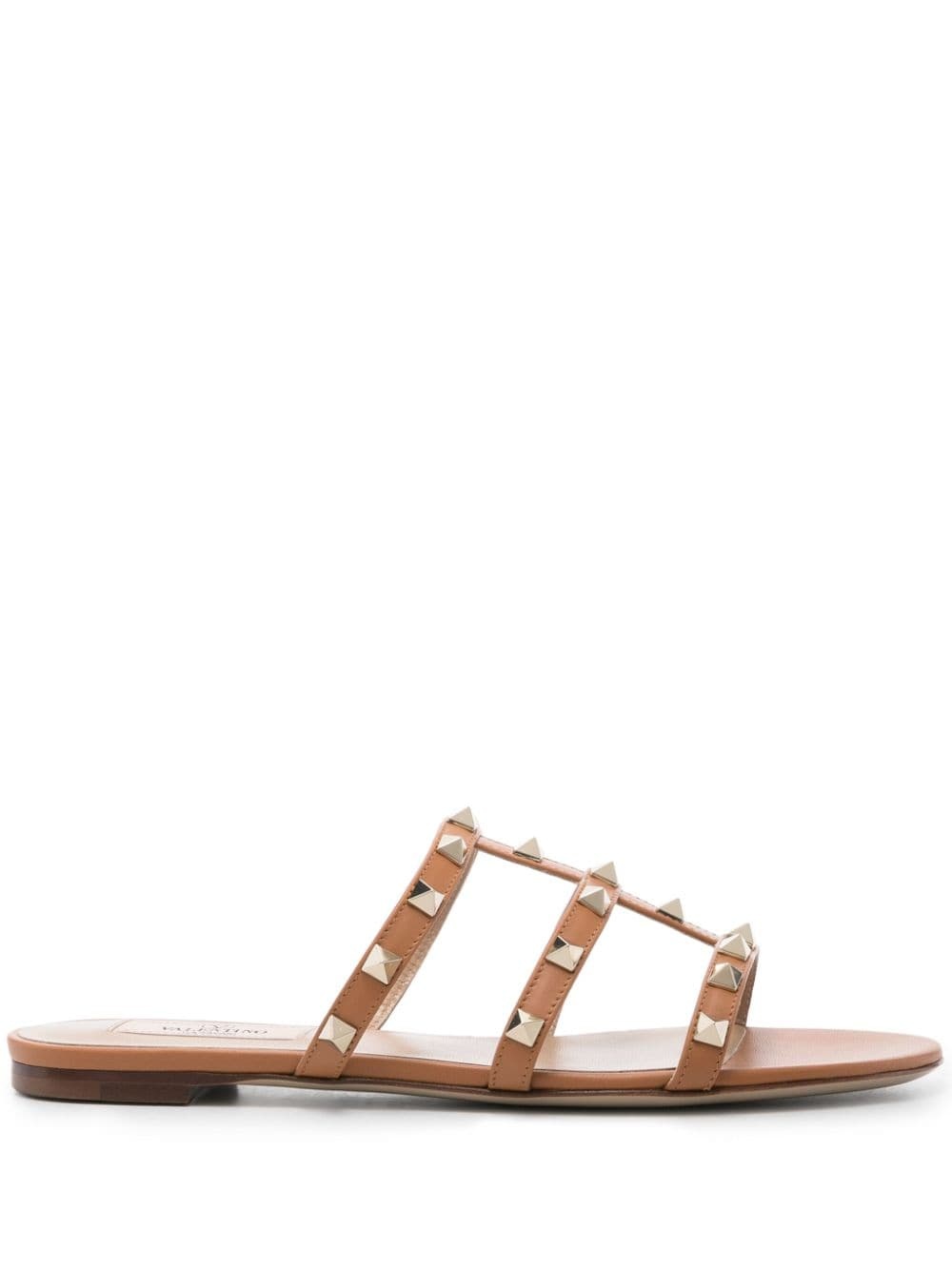 Rockstud flat leather sandals - 1