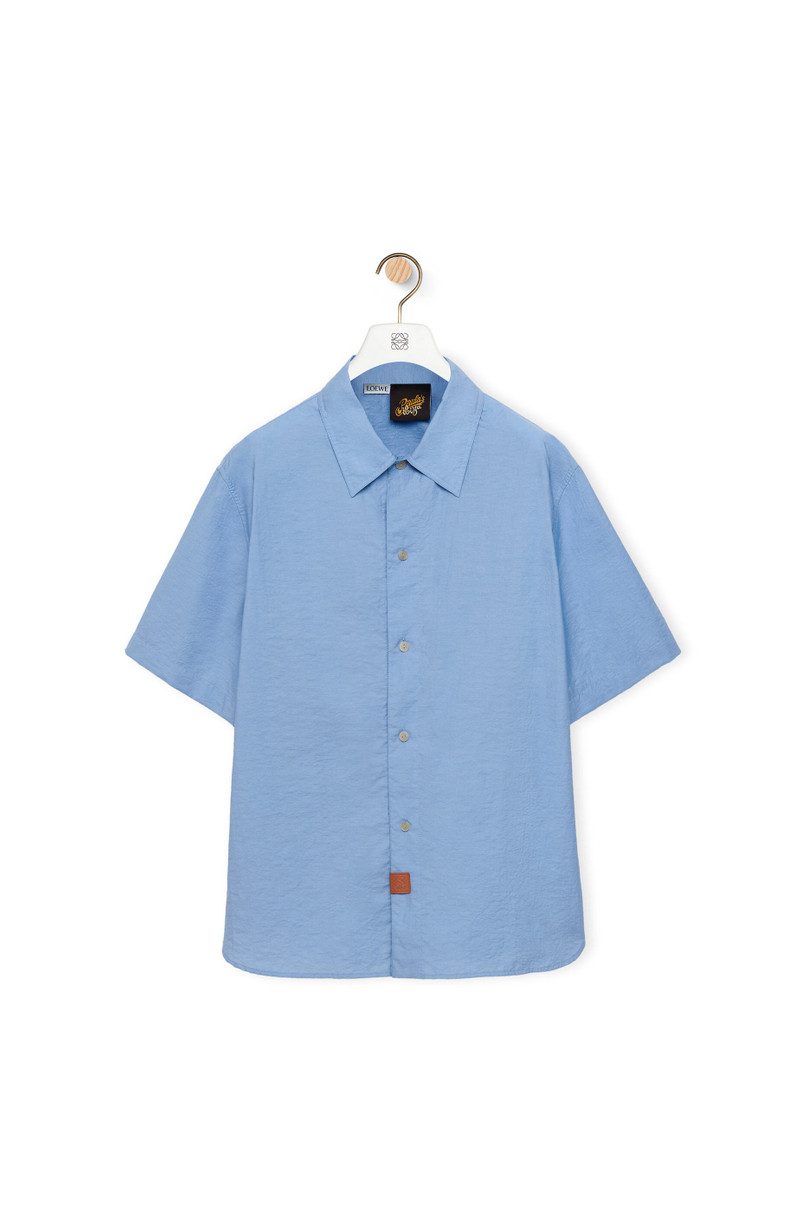 Pleated bowling shirt in cotton and polyamide 1