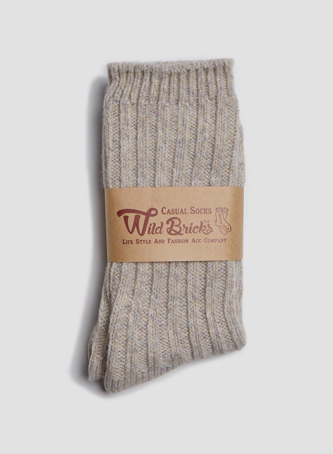 Wild Bricks BS Wool Melange Socks Set in Ivory/Olive/Brown/Charcoal - 4