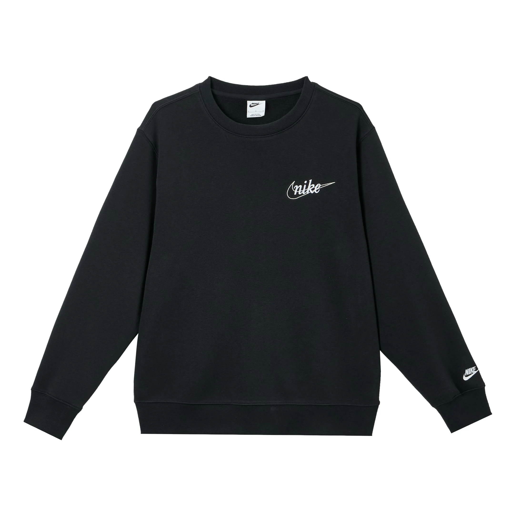 Nike Crew Neck Long Sleeve Sweatshirt 'Black White' IF0680-010 - 1