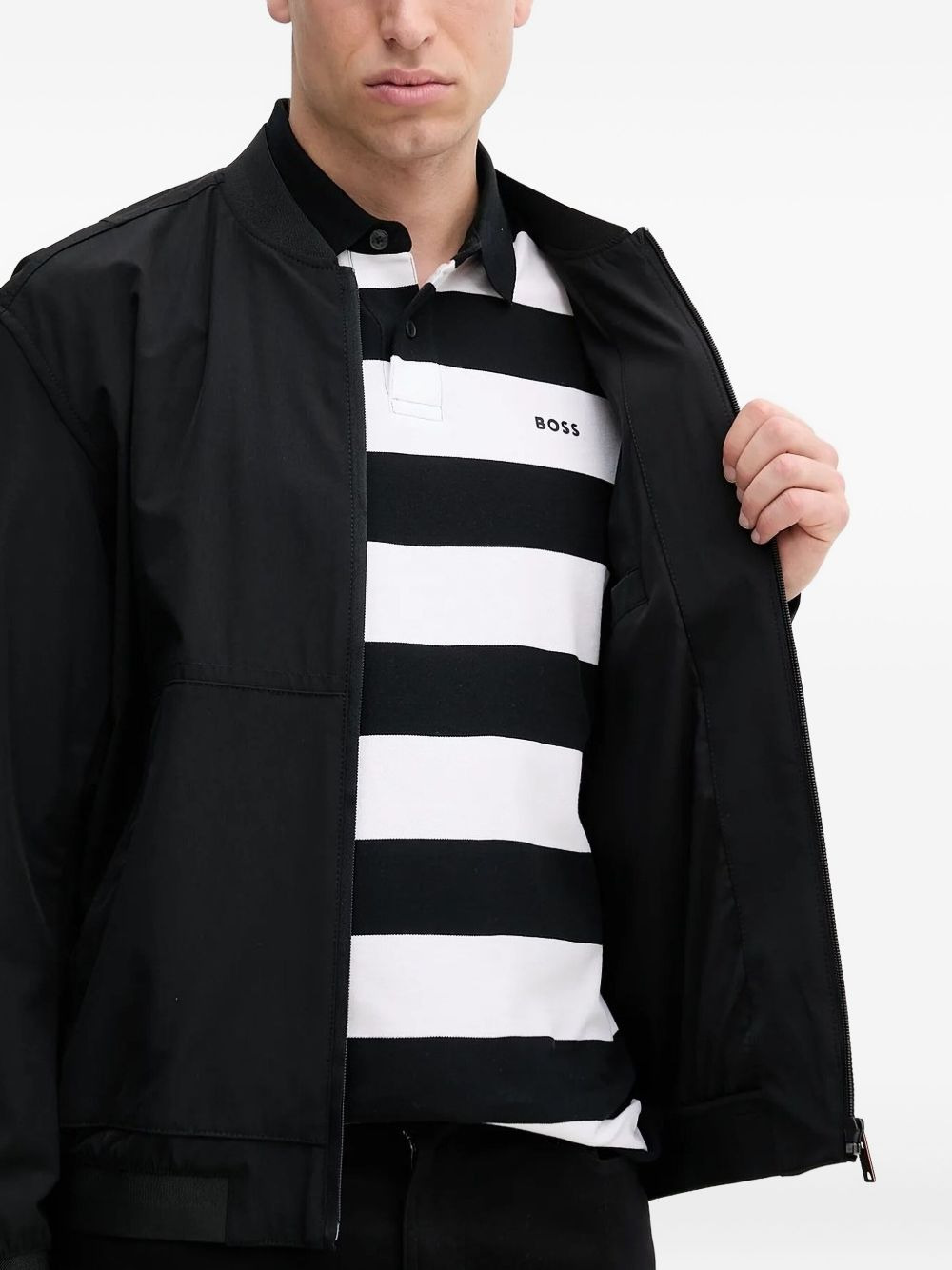 zip-fastening bomber jacket - 5