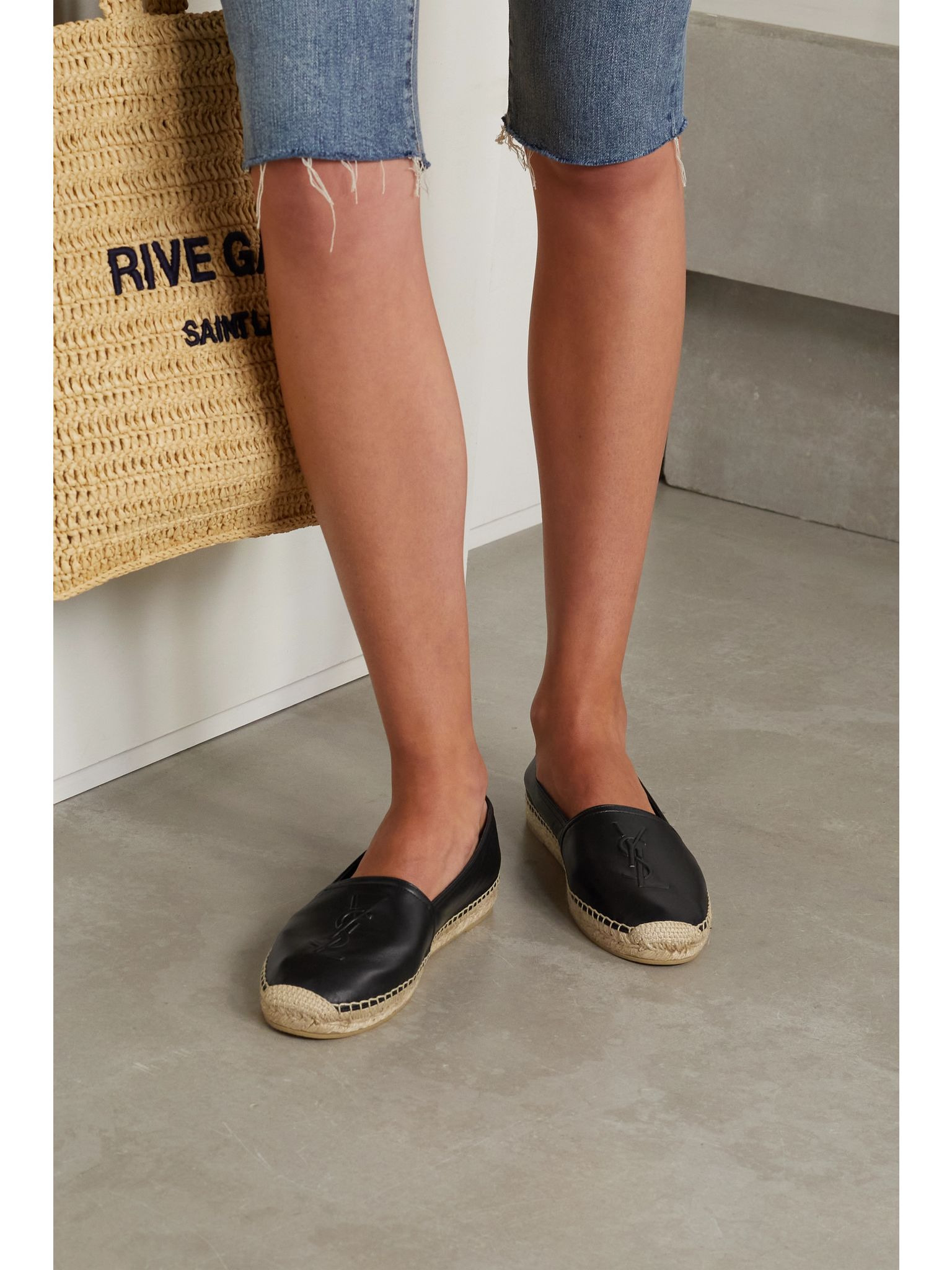Cassandre logo-embossed leather espadrilles Black - 2