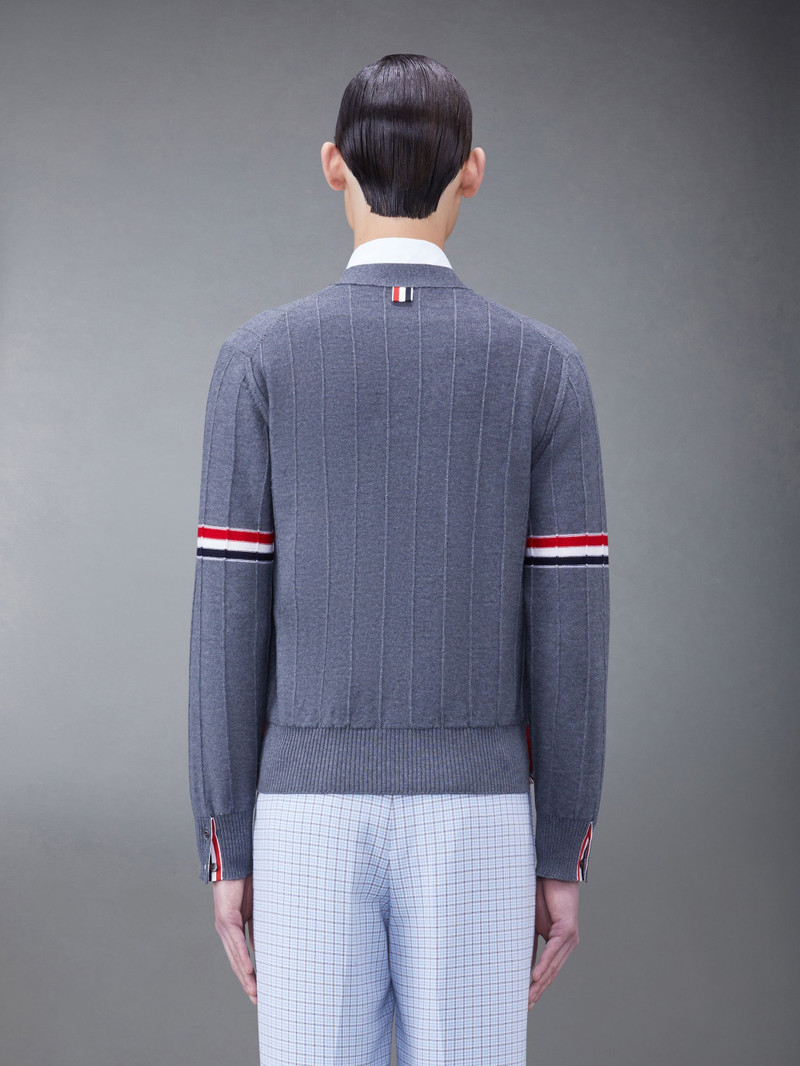 Thom Browne RWB striped V-neck cardigan outlook