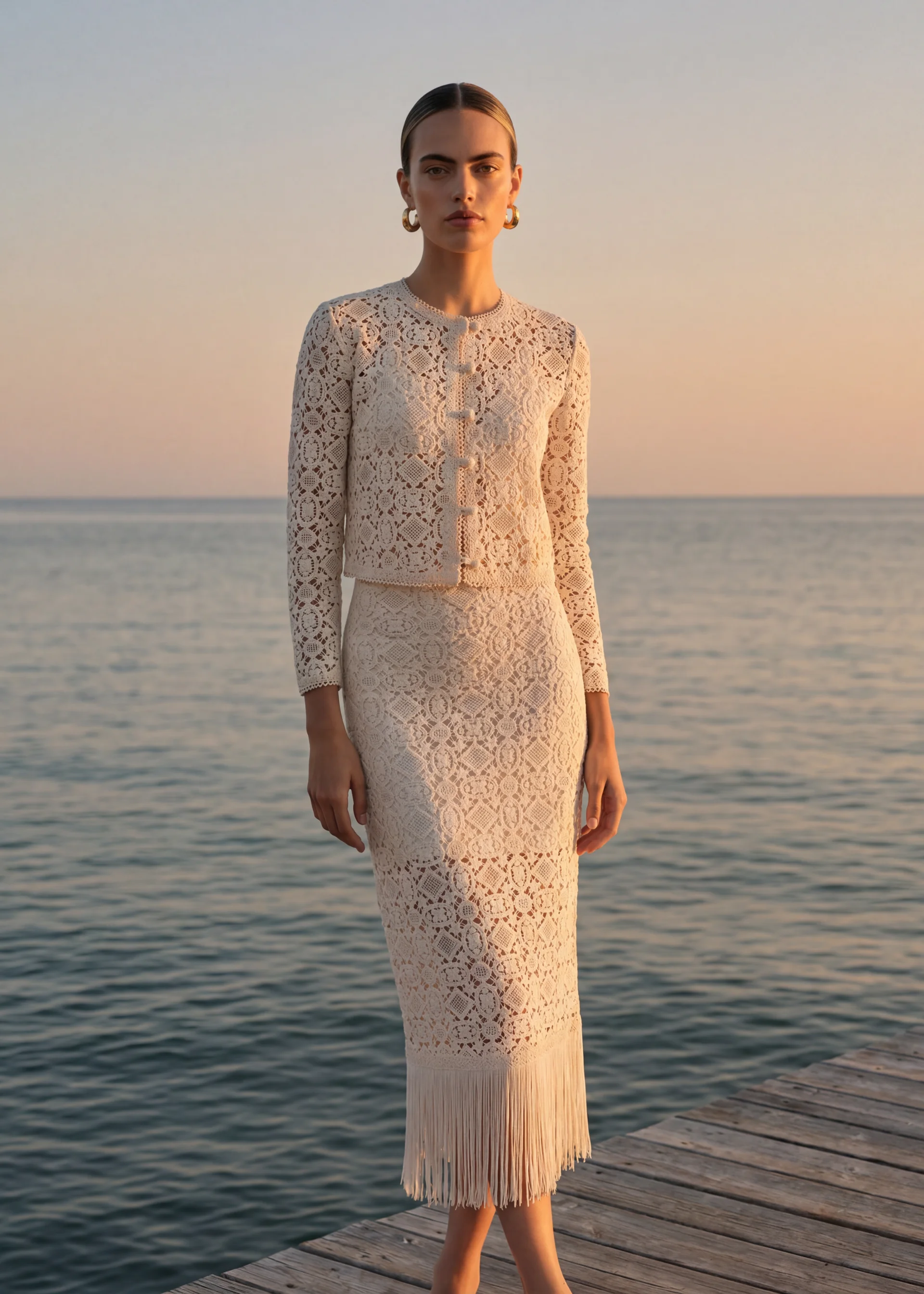 VENEZIA CROCHET MIDI SKIRT CERAMIC - 1