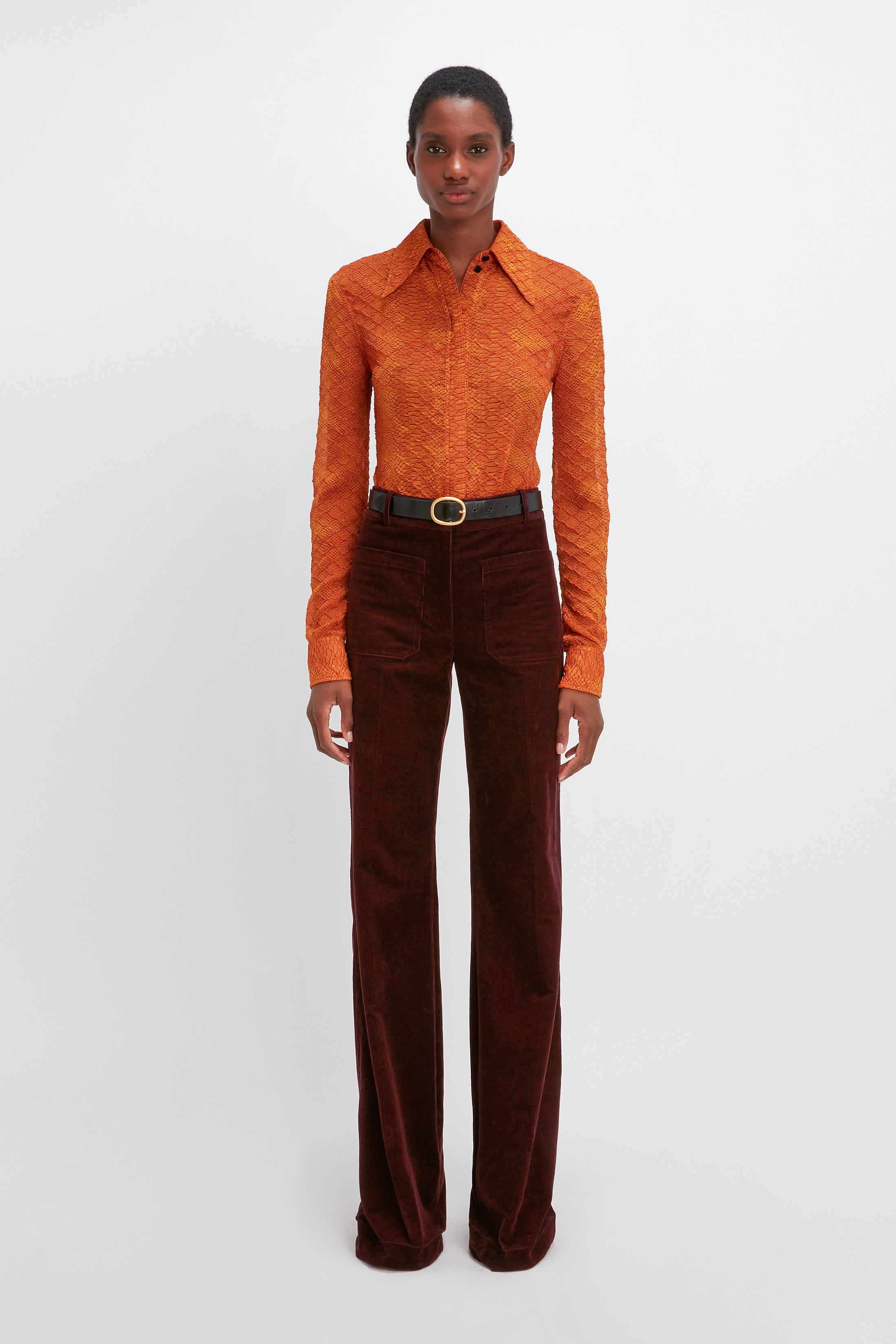 Alina Corduroy Trouser in Bordeaux - 2