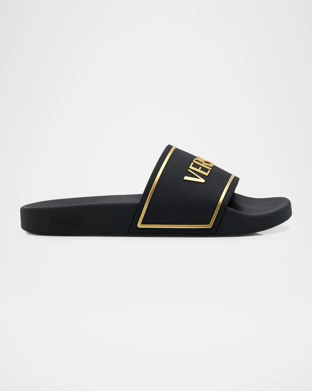 Men's Embossed Logo Rubber Pool Slides - 1