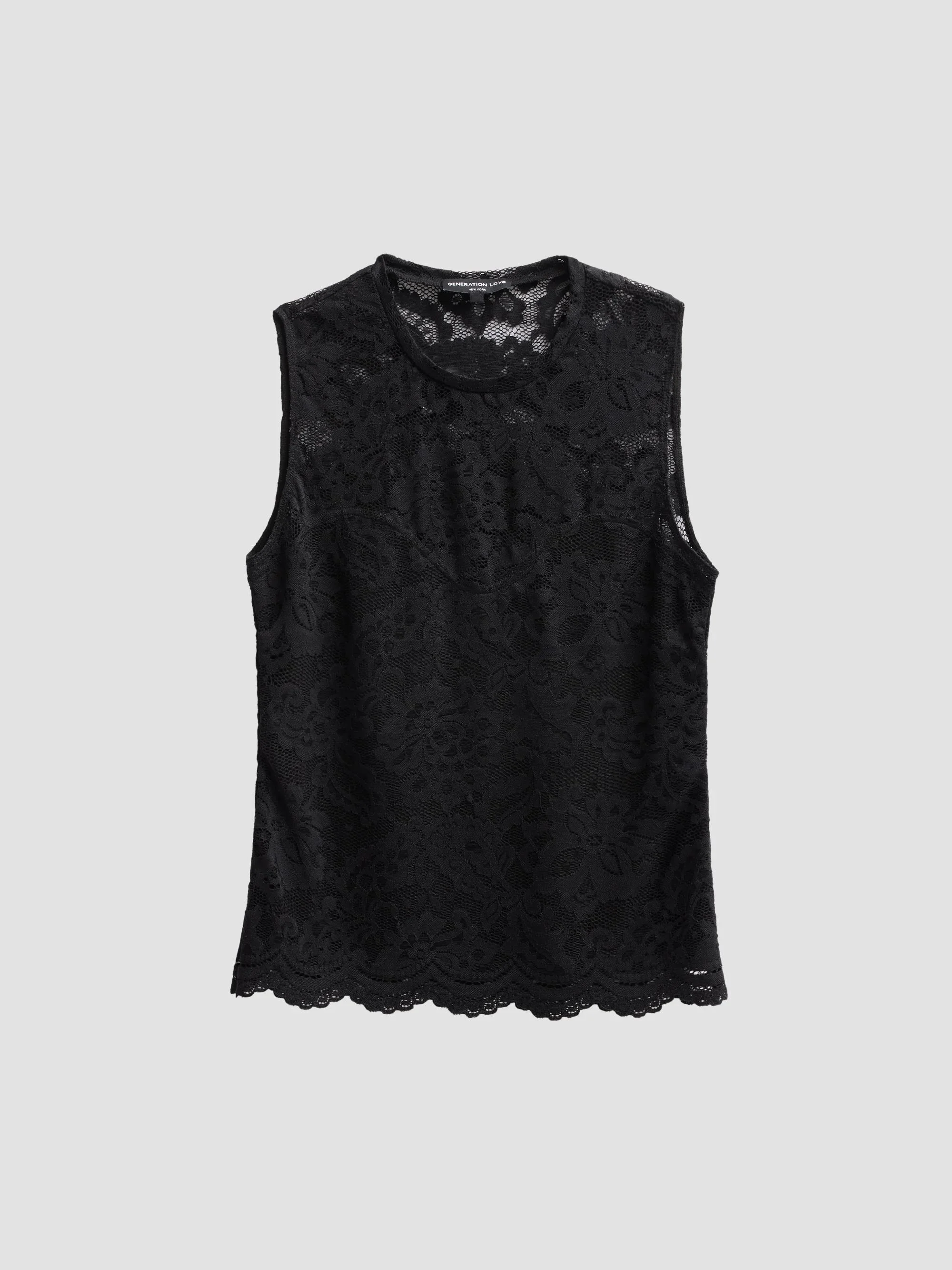 Women's Lace Sleeveless Top - Black - 1