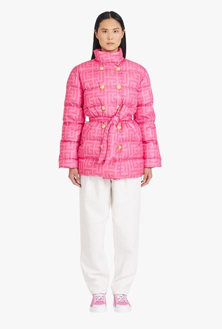 Balmain x Barbie - Nylon quilted coat with light pink monogram - 4