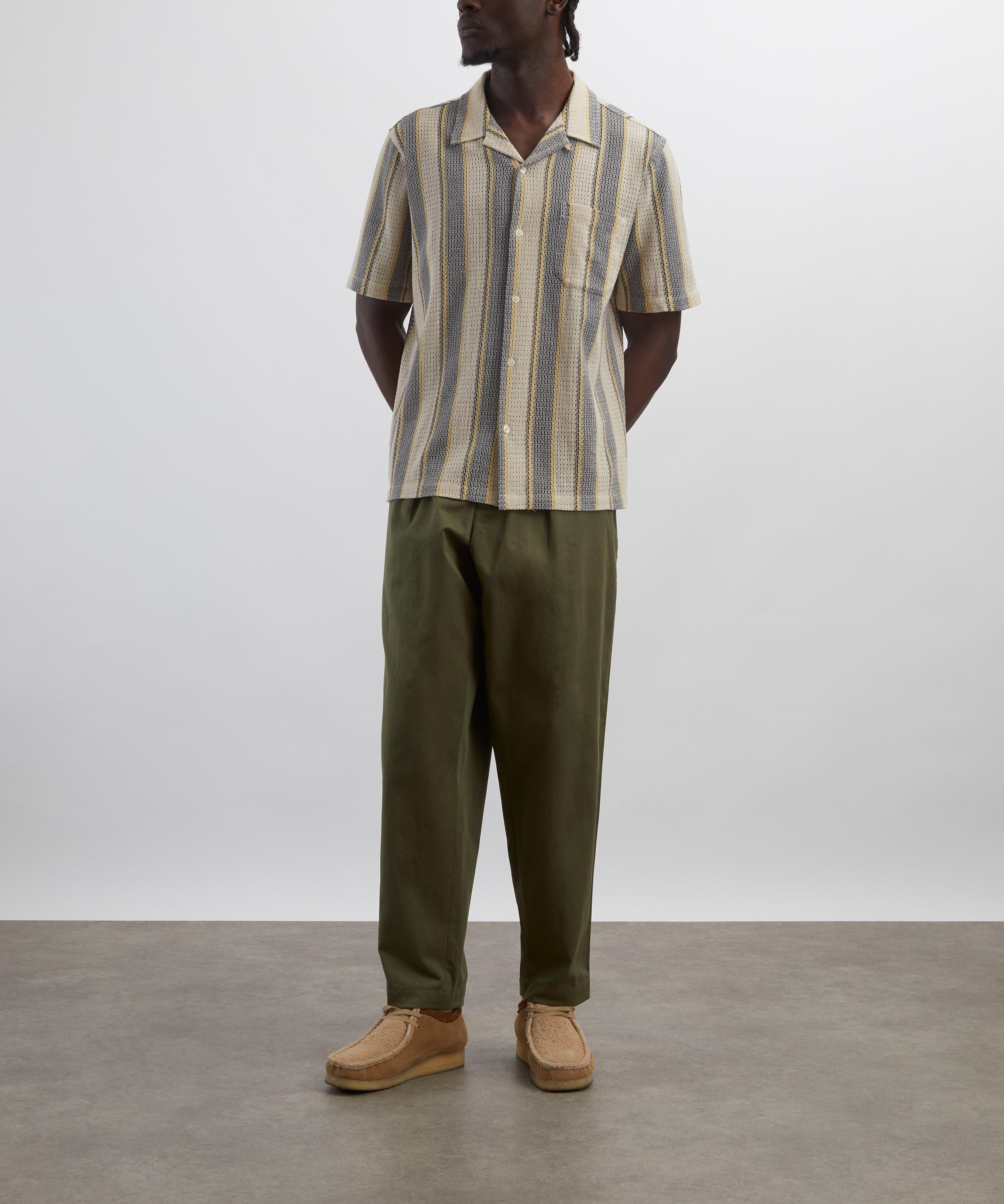 Grey-Yellow Cotton Lattice Road Shirt - 2