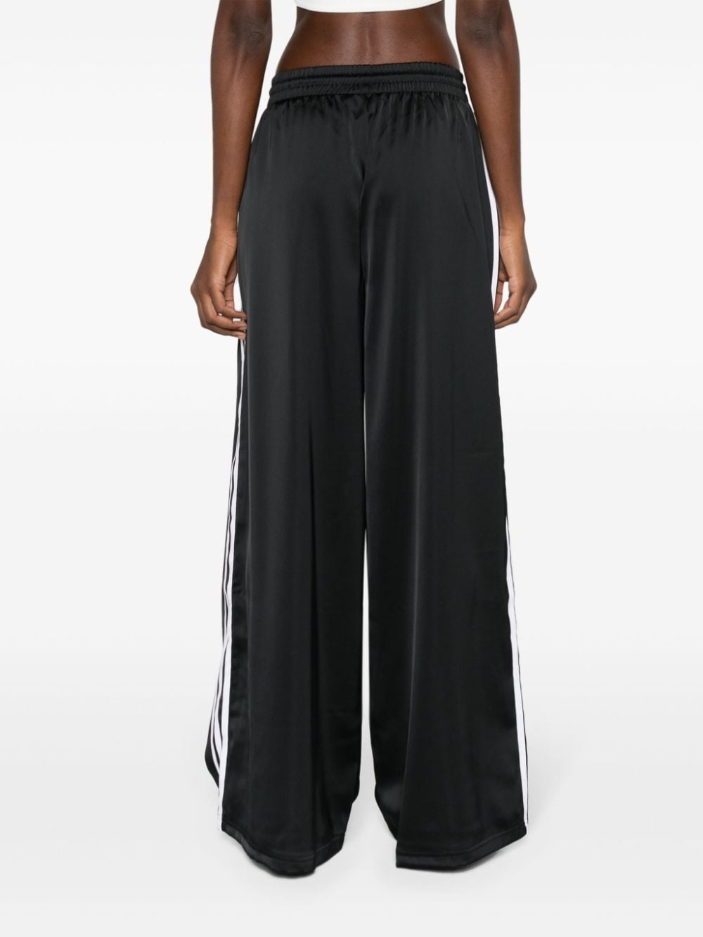 wide-leg satin track trousers - 4
