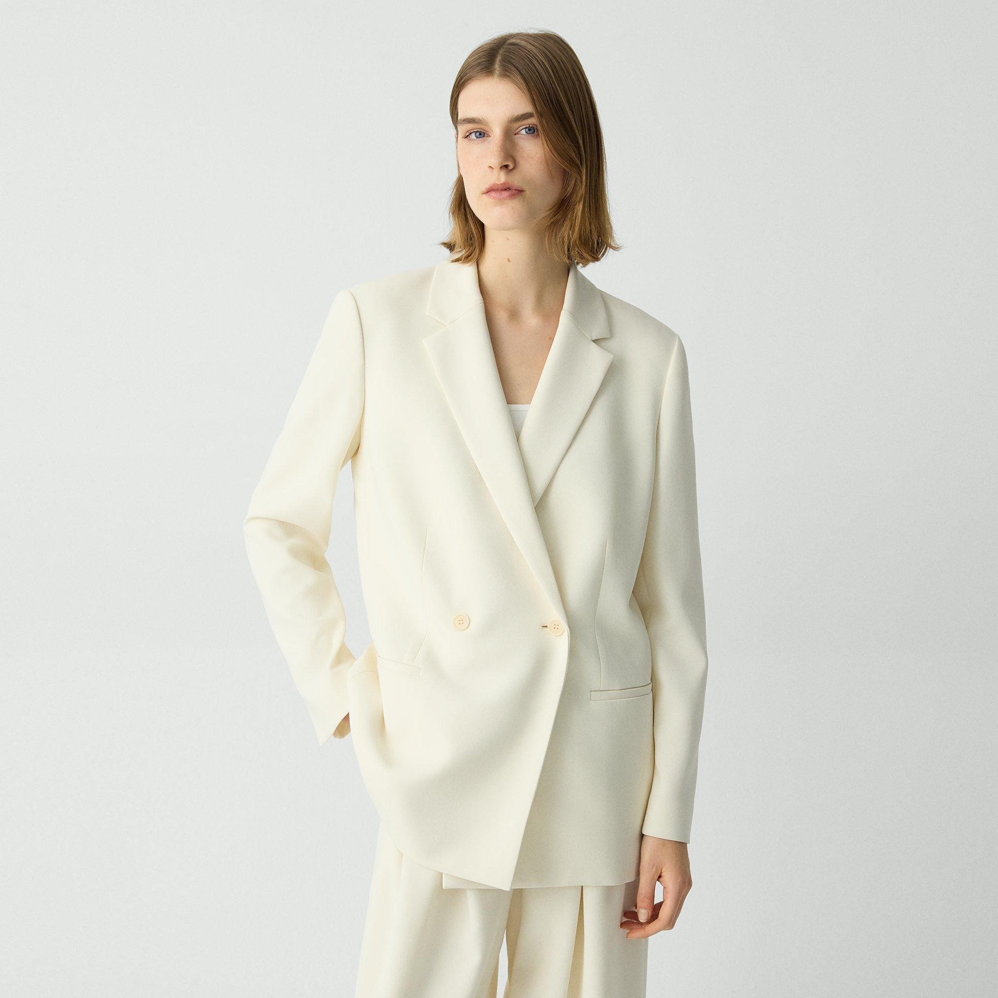 Relaxed Double-Breasted Blazer in Admiral Crepe - 2