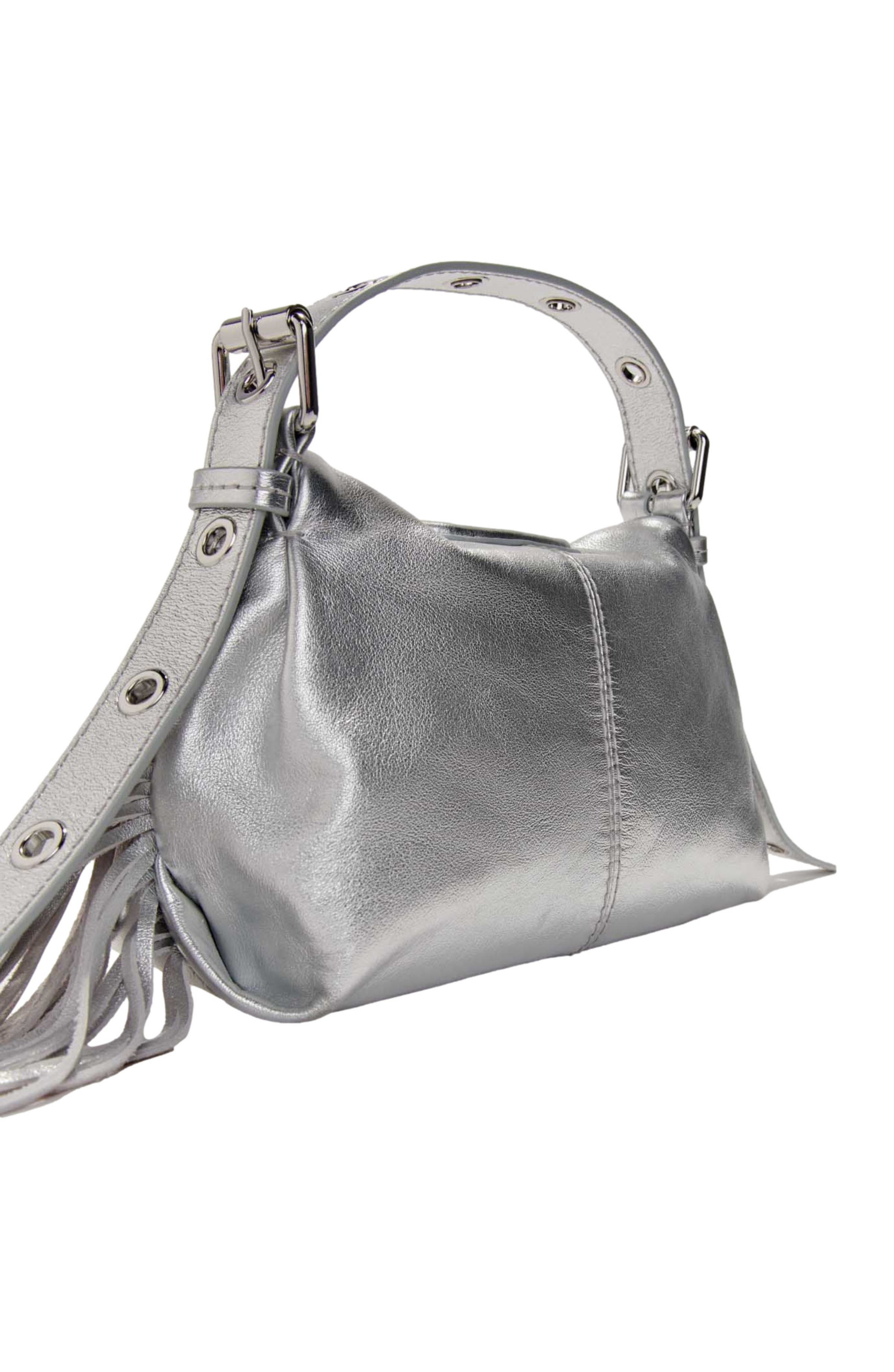 maje Metallic leather Miss M Mini bag in Silver at Nordstrom - 4