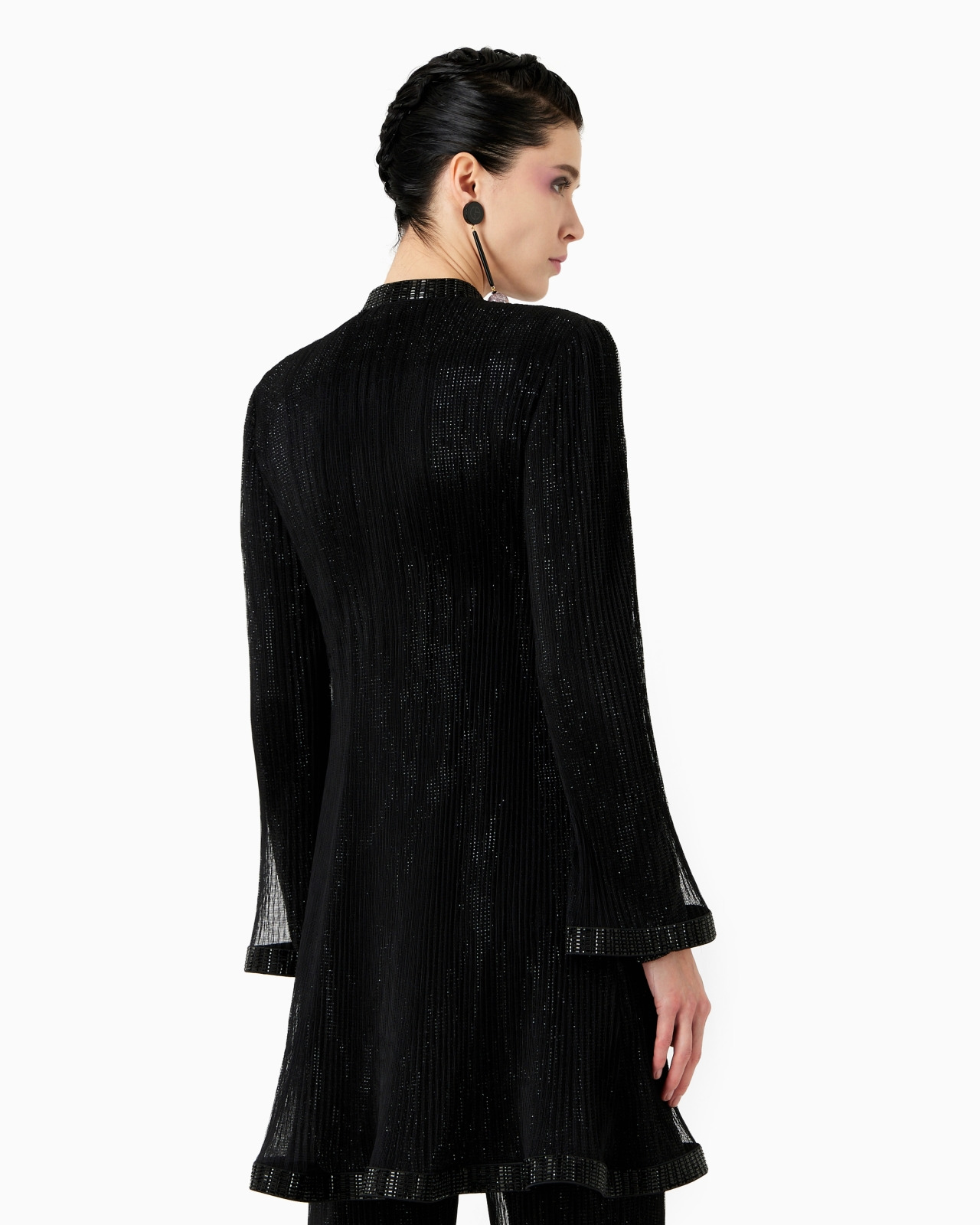 Long jacket in pleated tulle with crystal embroidery - 3