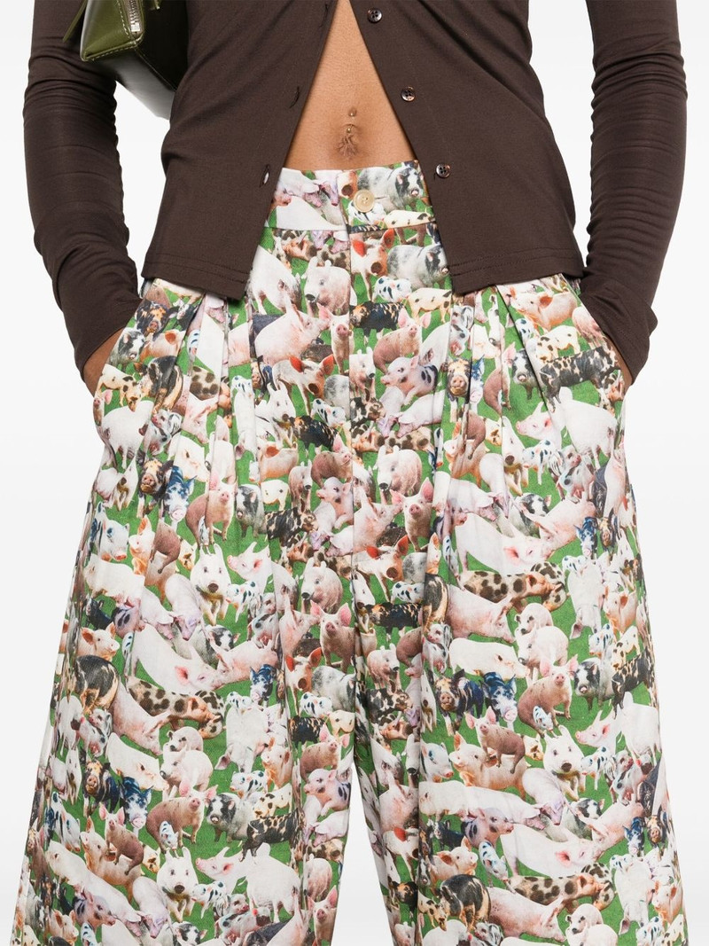pigs-print pleated shorts 5