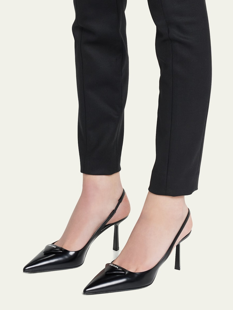 Prada Leather Padded Logo Slingback Pumps outlook