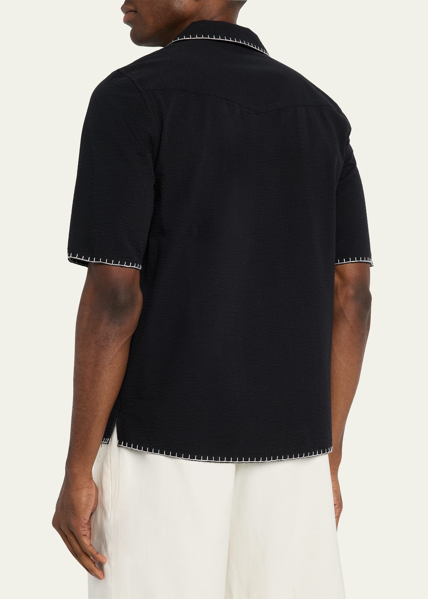 Men's Eren Seersucker Whipstitch Camp Shirt - 3