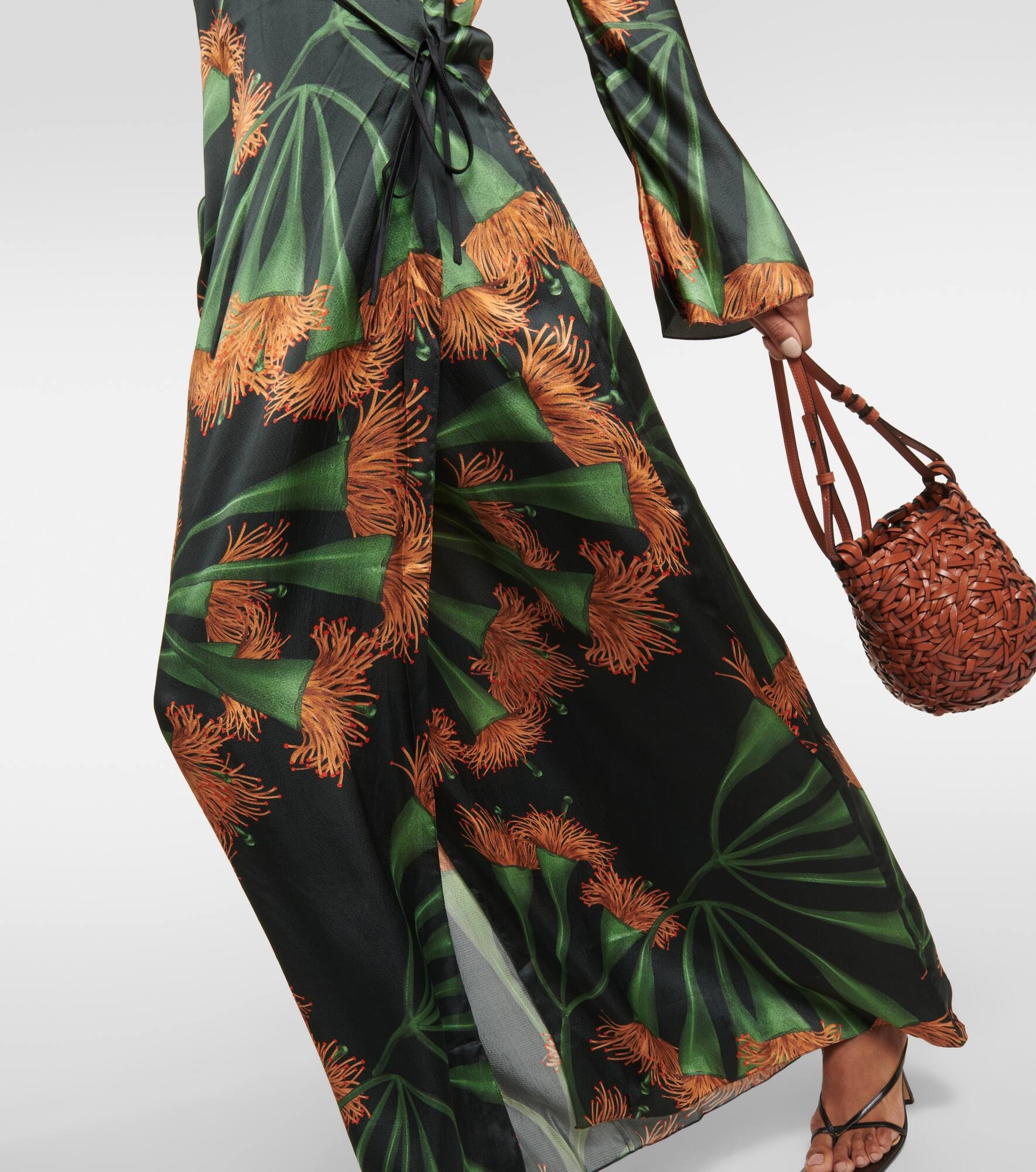 Printed silk-blend wrap dress - 5