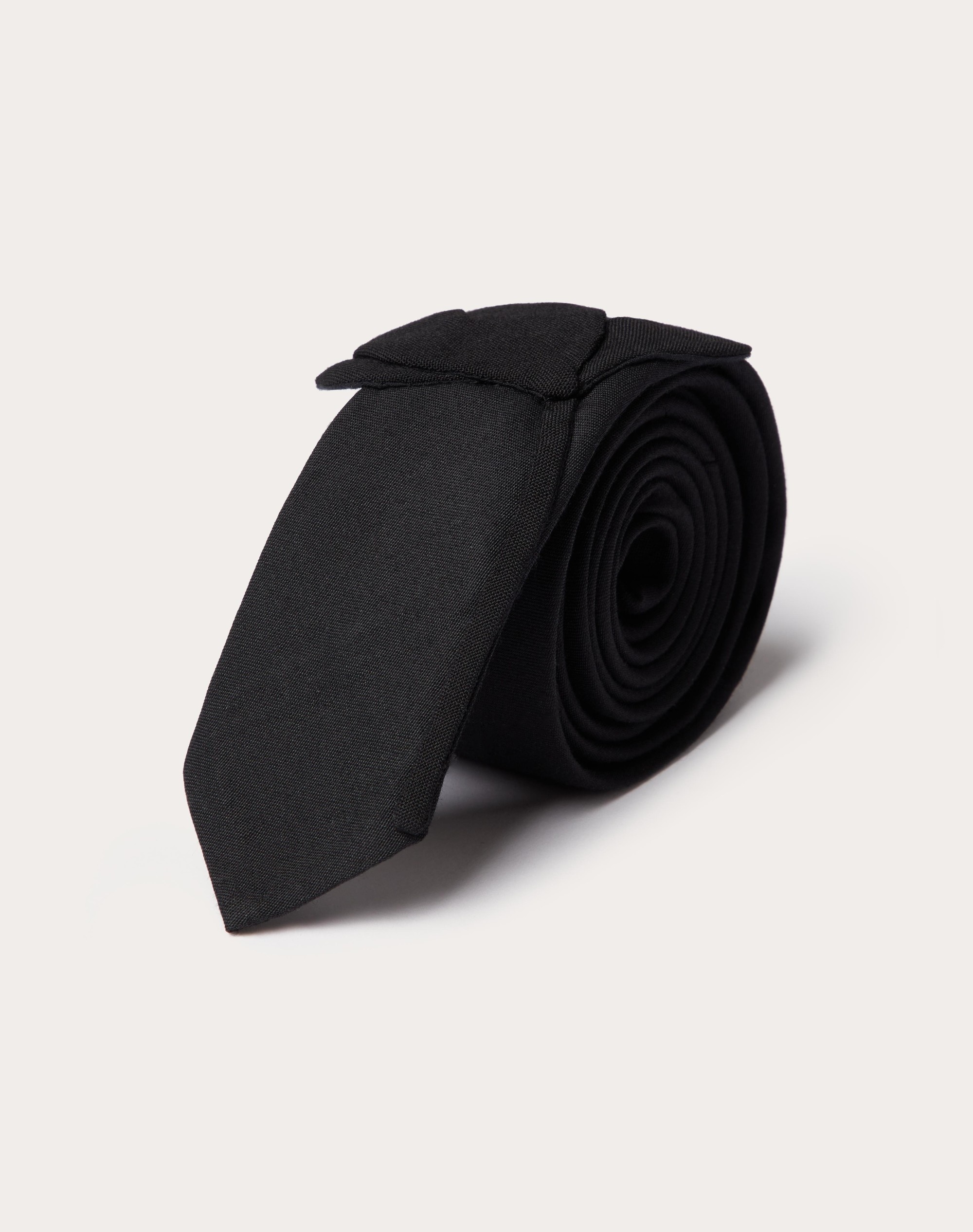 WOOL AND SILK VALENTIE TIE WITH FLOWER EMBROIDERY - 1