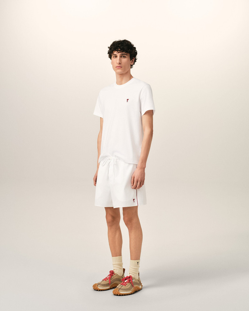 WHITE COTTON SHORTS WITH AMI DE COEUR ARROW 6