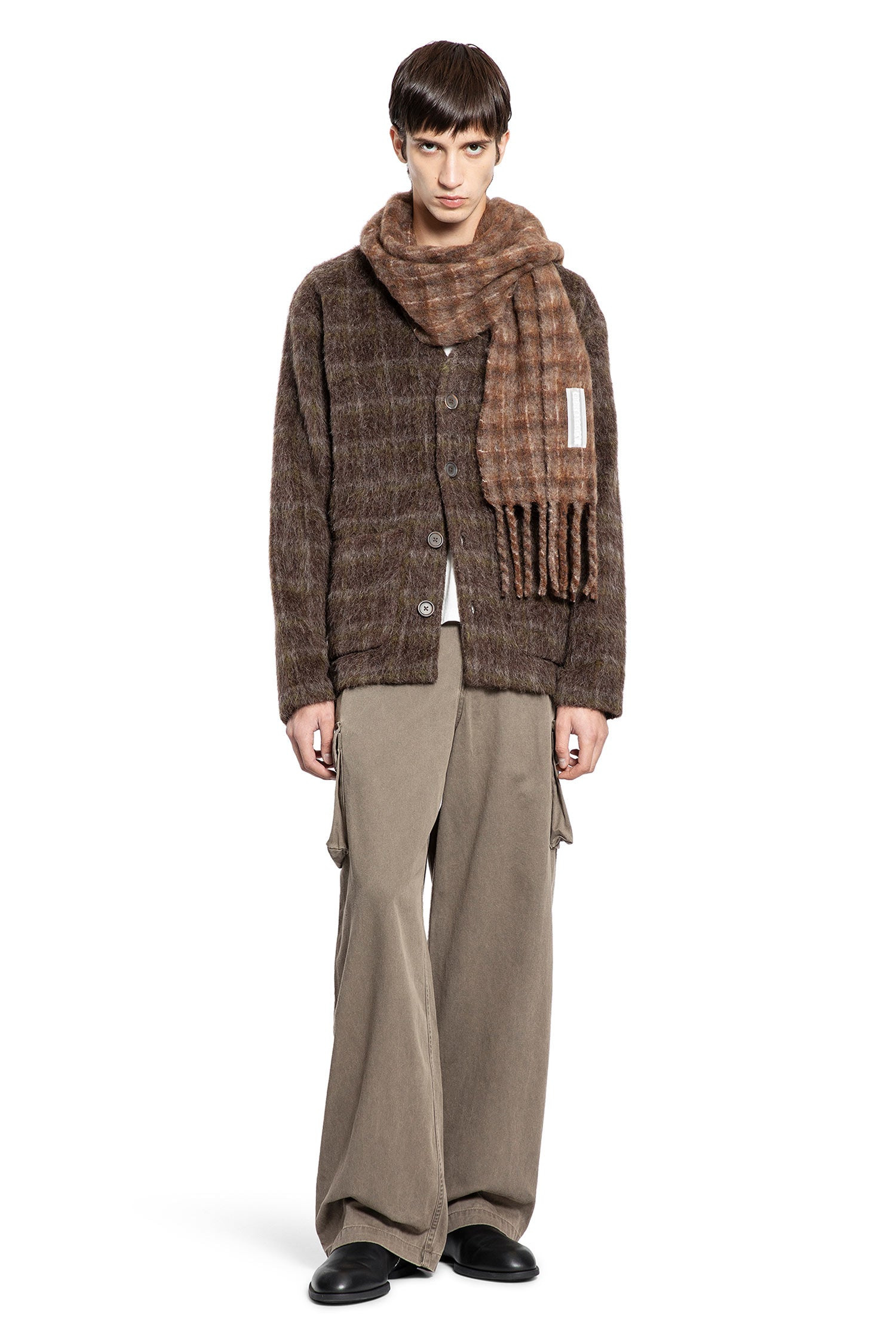 Check Hairy Wool Cardigan - 4