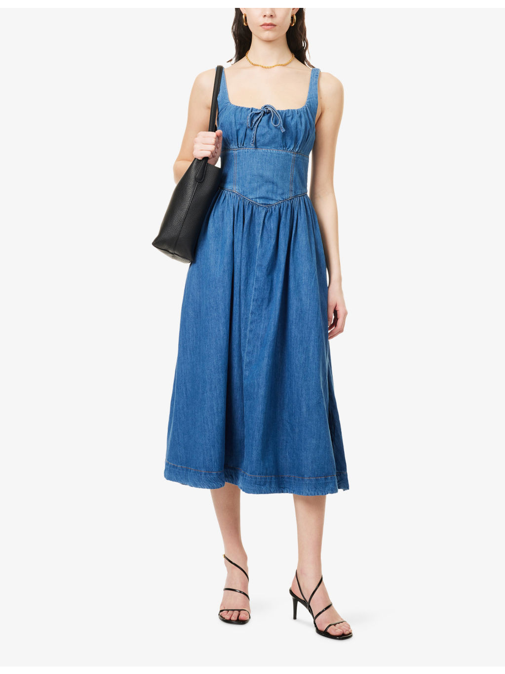 Balia square-neck denim midi dress - 2