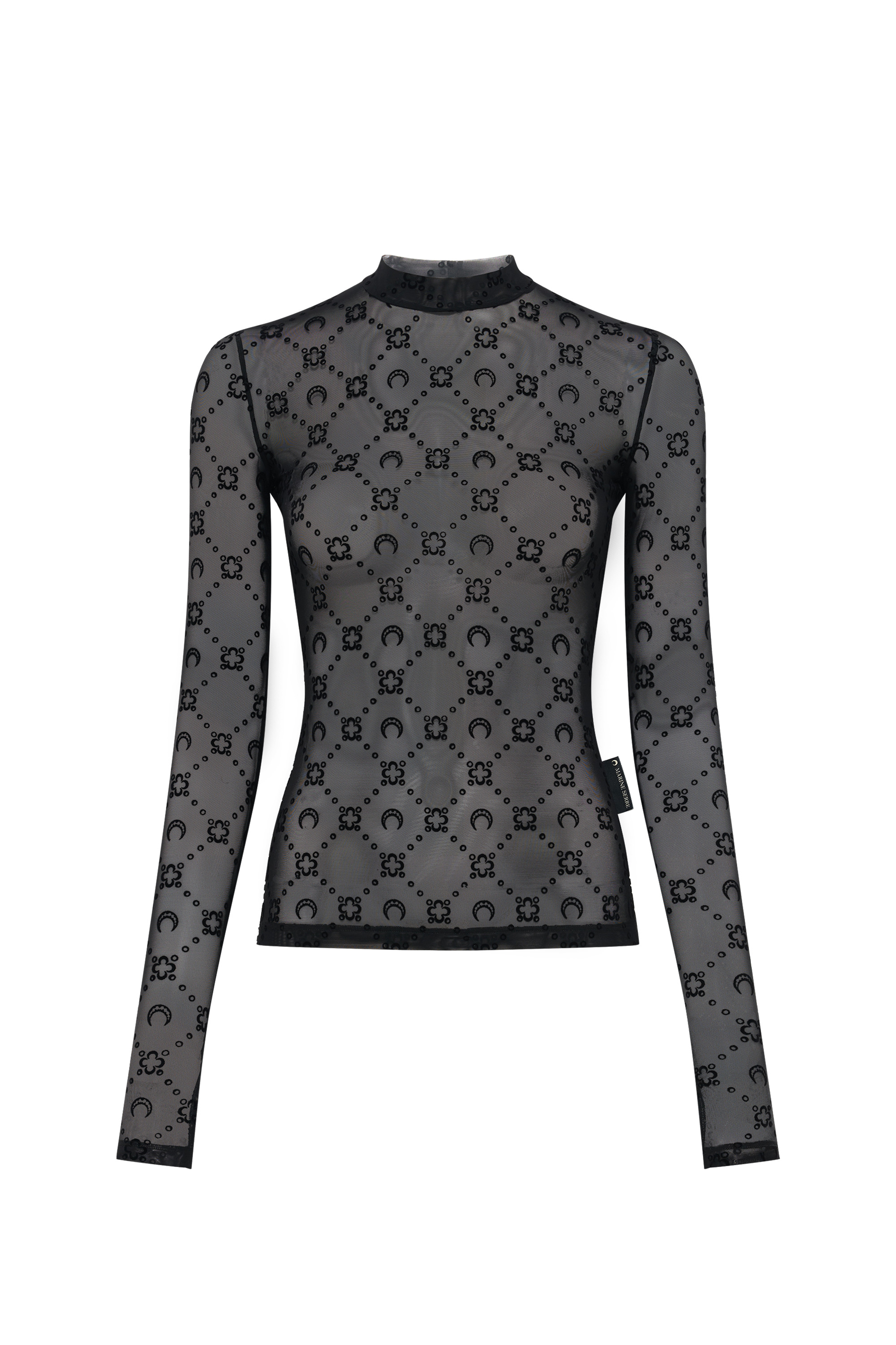 Moonogram Mesh Flock High Neck Top - 1