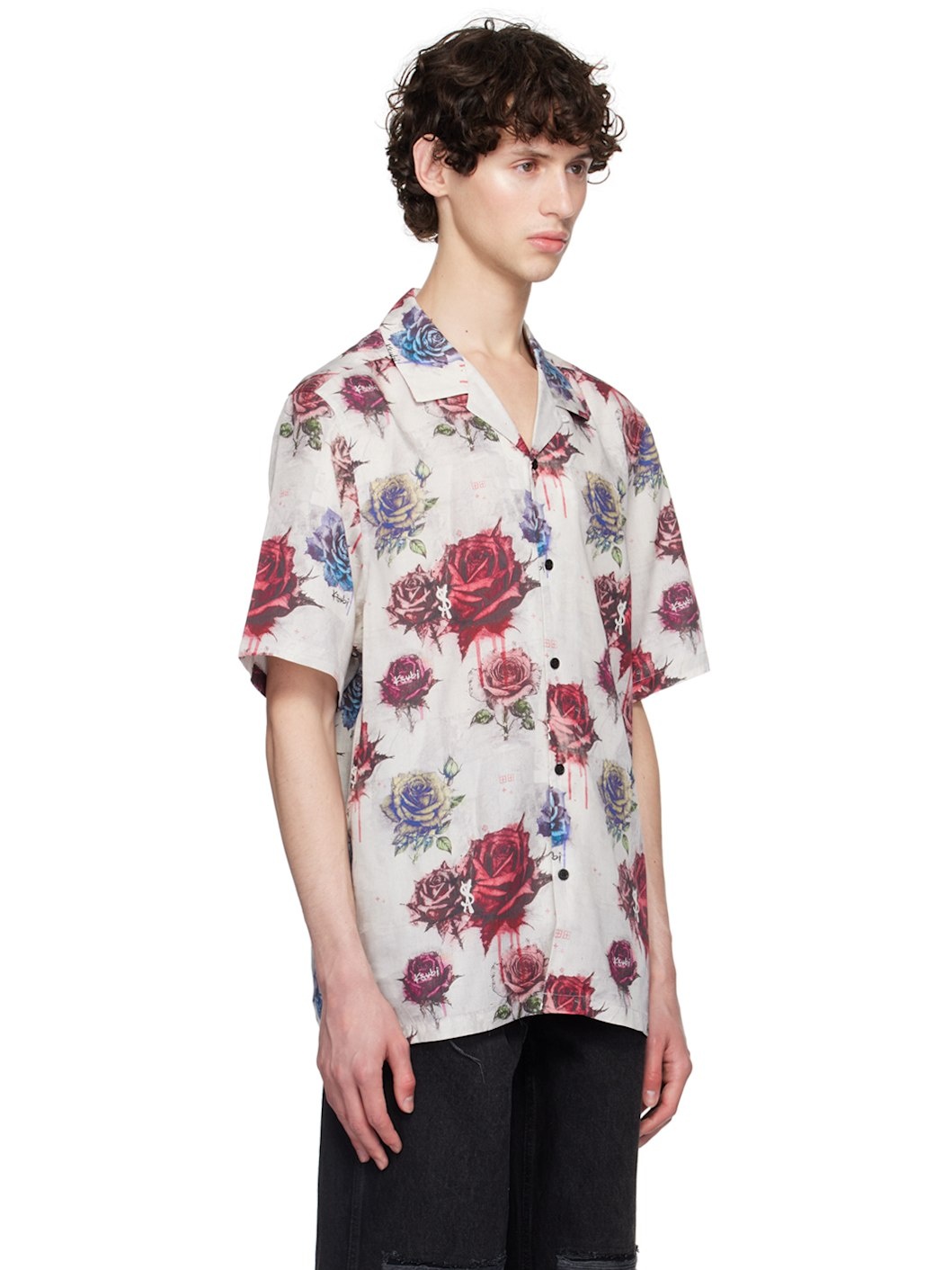 Gray & Red Graff Rose Resort Shirt - 2