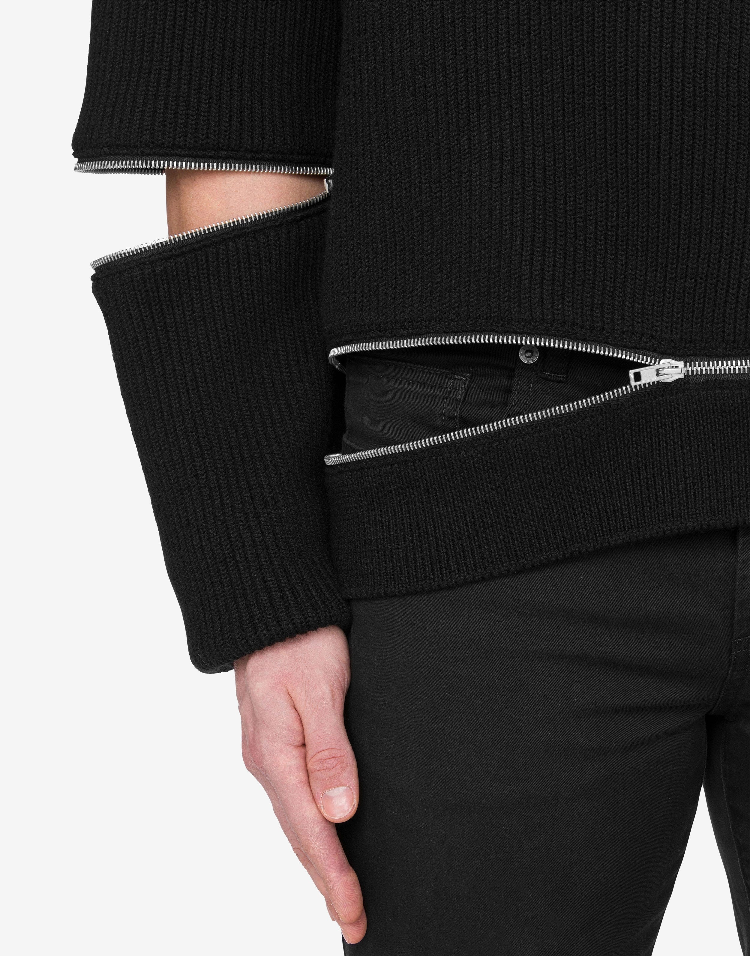 RIBBED WOOL JUMPER WITH ZIP - 4