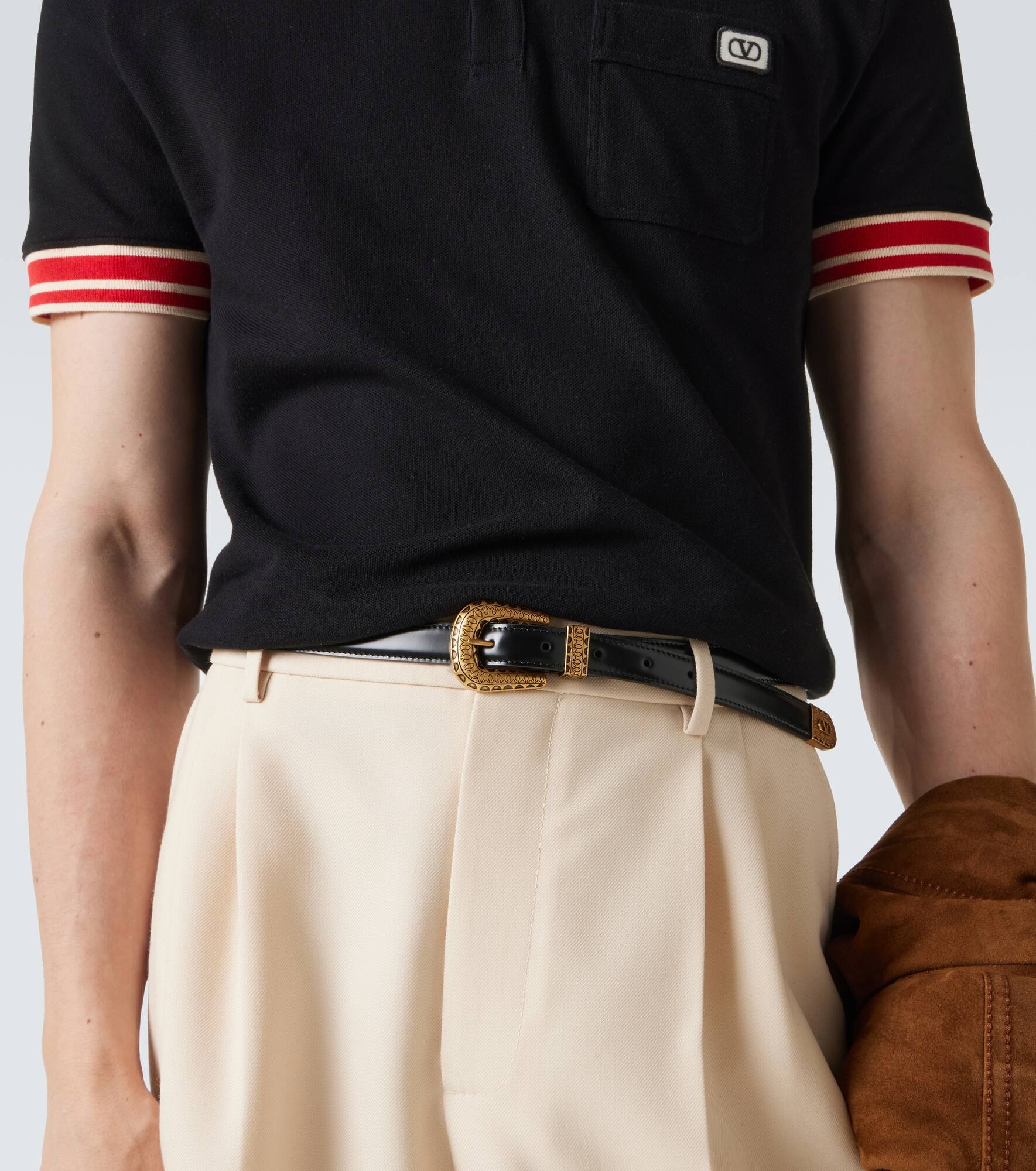 VLogo leather belt - 3