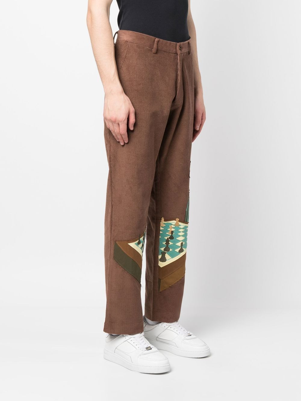 chess patchwork corduroy trousers - 3