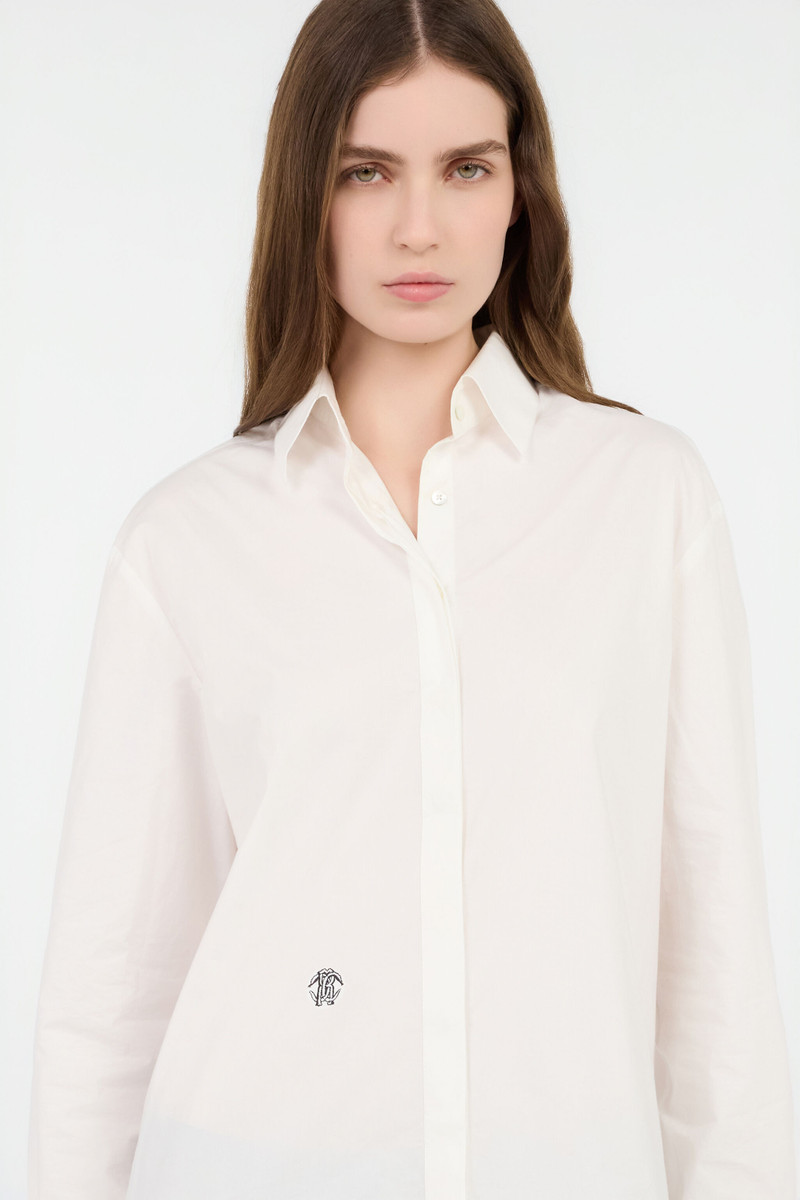 White Cotton Shirt with Monogram RC 6