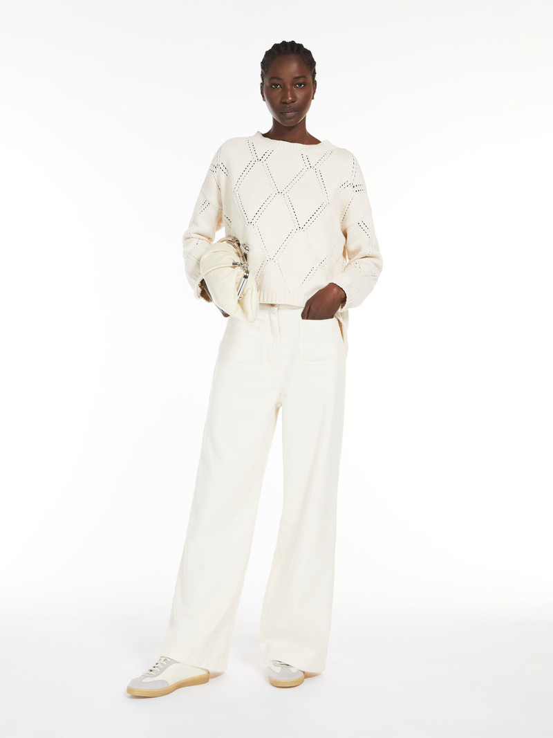 WEEKEND Max Mara ABBOZZI Oversized diamond-knit cotton sweater outlook