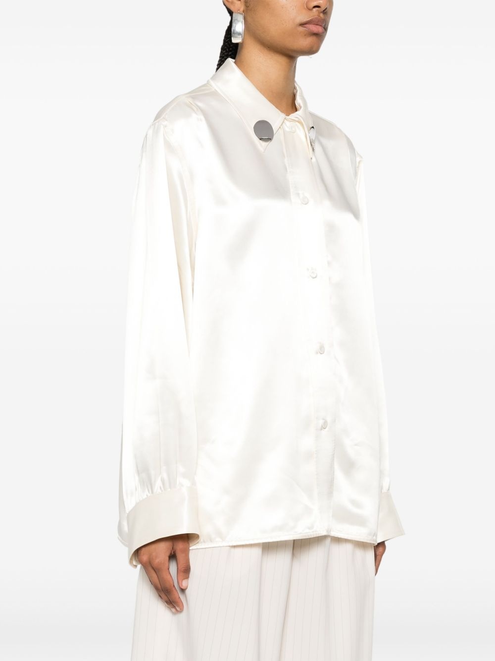 logo-appliqué drop-shoulder shirt - 3