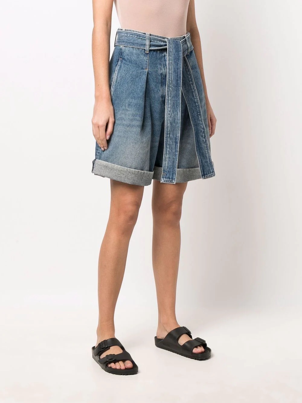 tie-waist denim shorts - 3