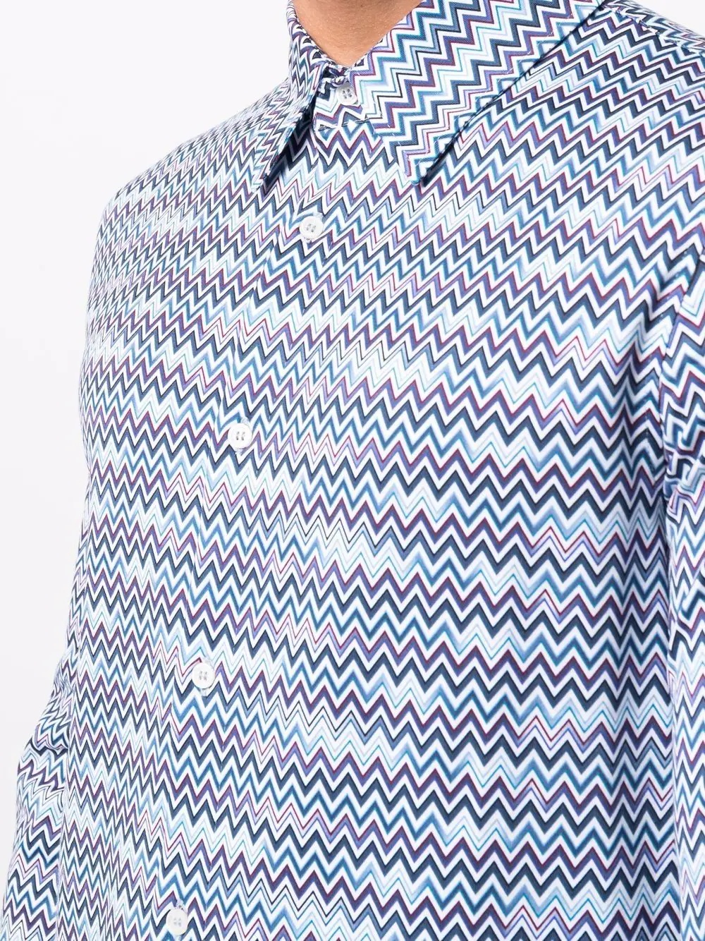 zigzag-pattern print long-sleeve shirt - 5