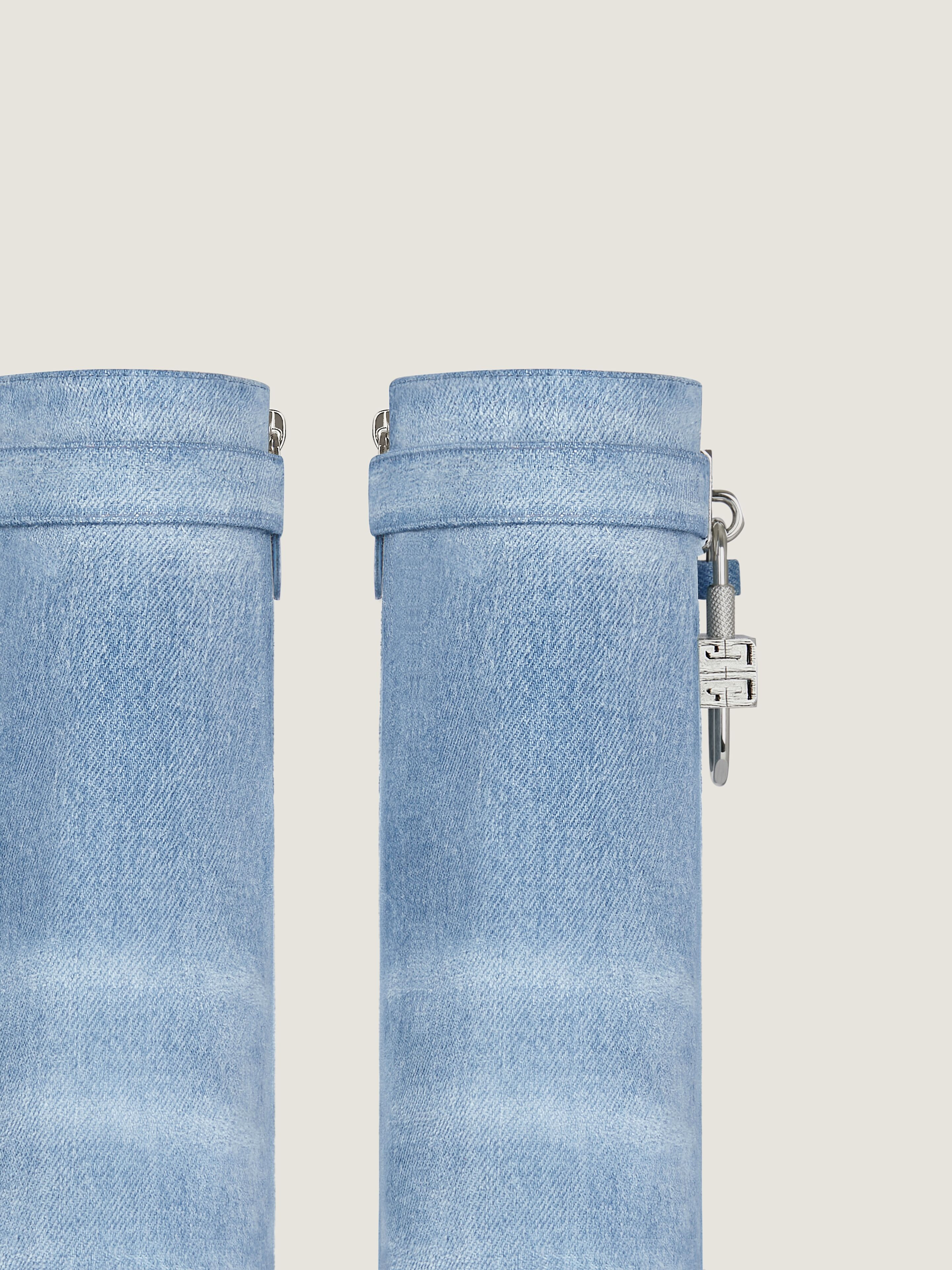 SHARK LOCK ANKLE BOOTS IN WASHED DENIM - 5